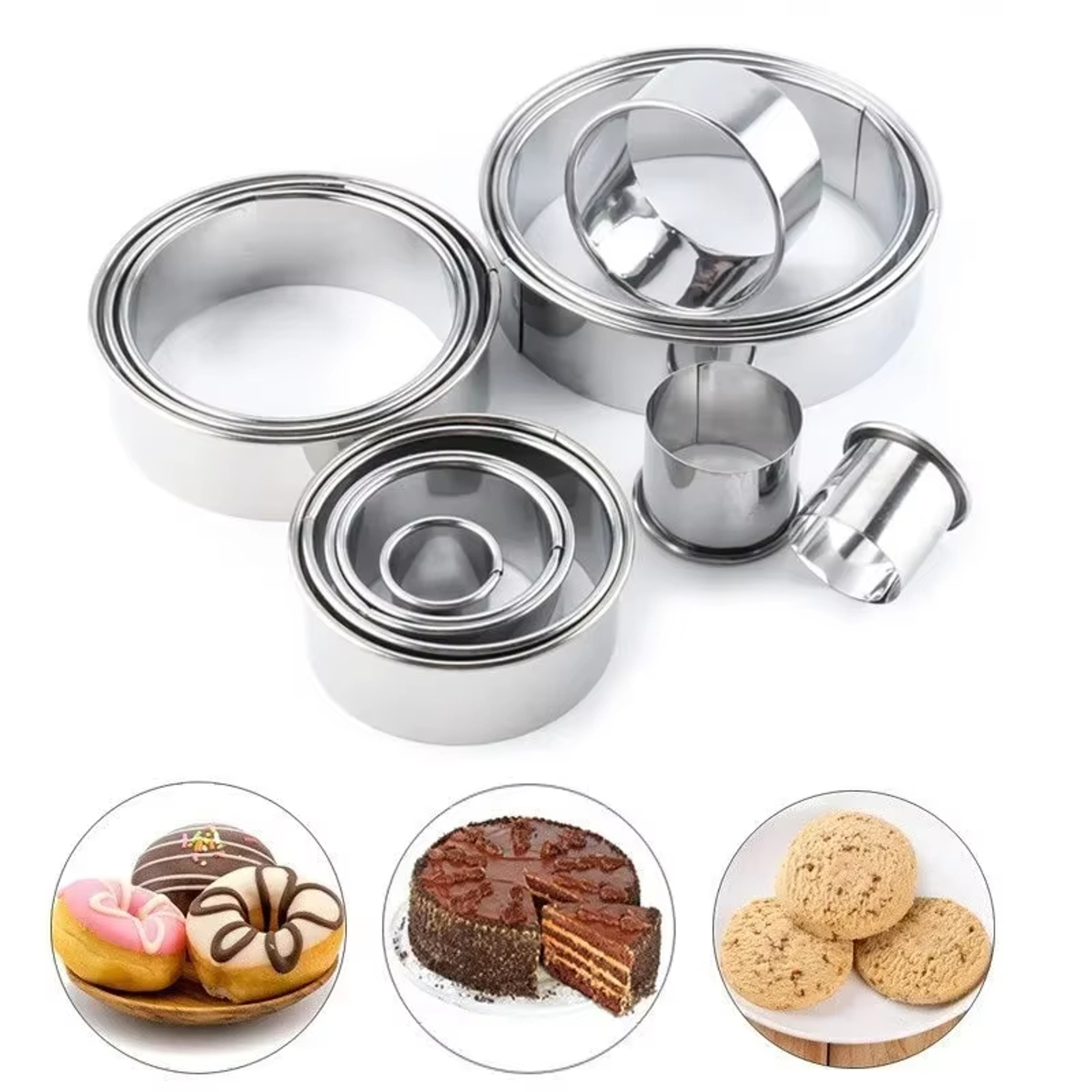 Piece Stainless Steel Round Cookie Cutters Set for Baking, Pastry & Dough Rings – view 4