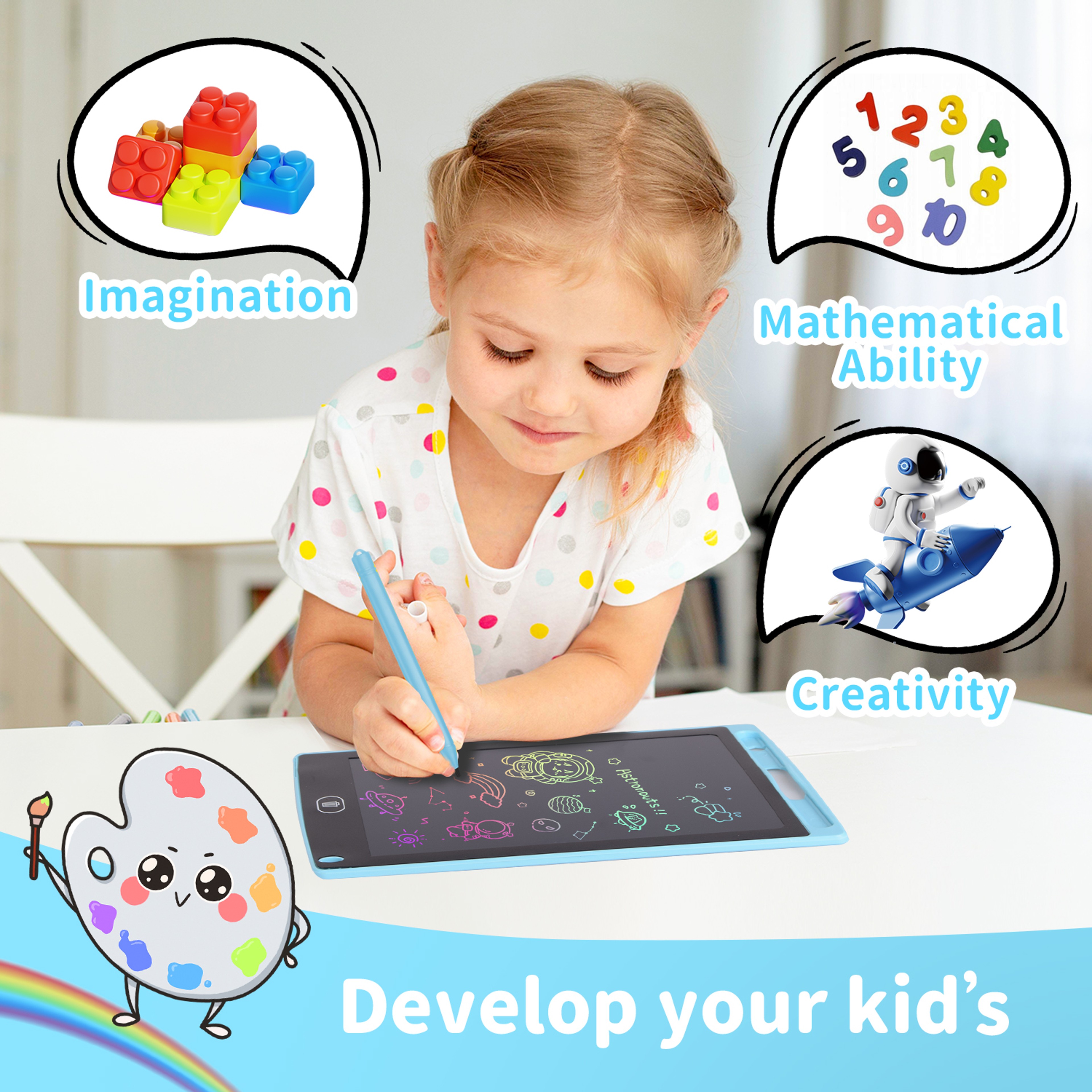 Inch LCD Writing Tablet For Kids Reusable Drawing Board With Lock And Eye Protection 3