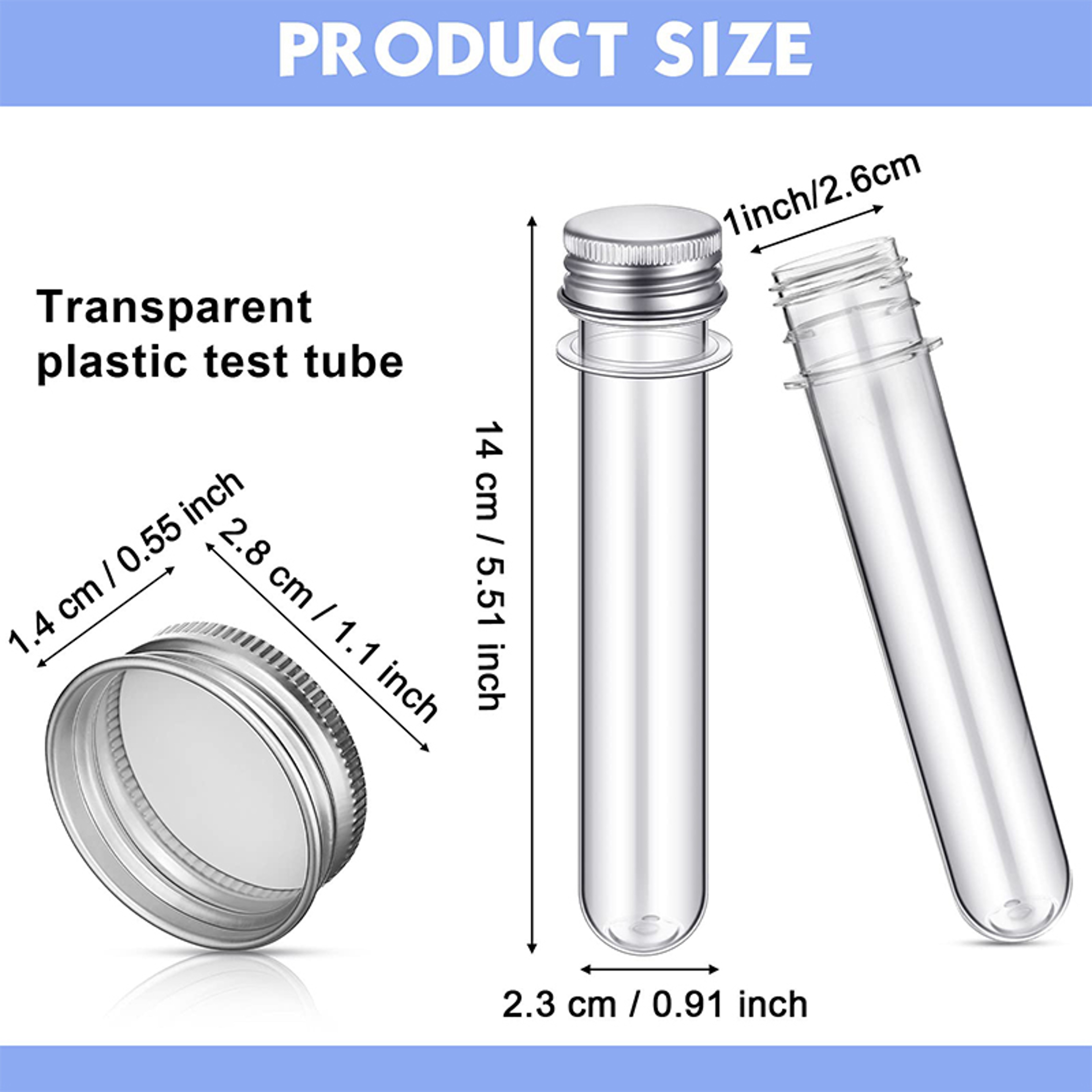 Clear Plastic Test Tubes with Caps Set Multi Purpose Storage Tubes for Candy, Spices & Crafts – view 6