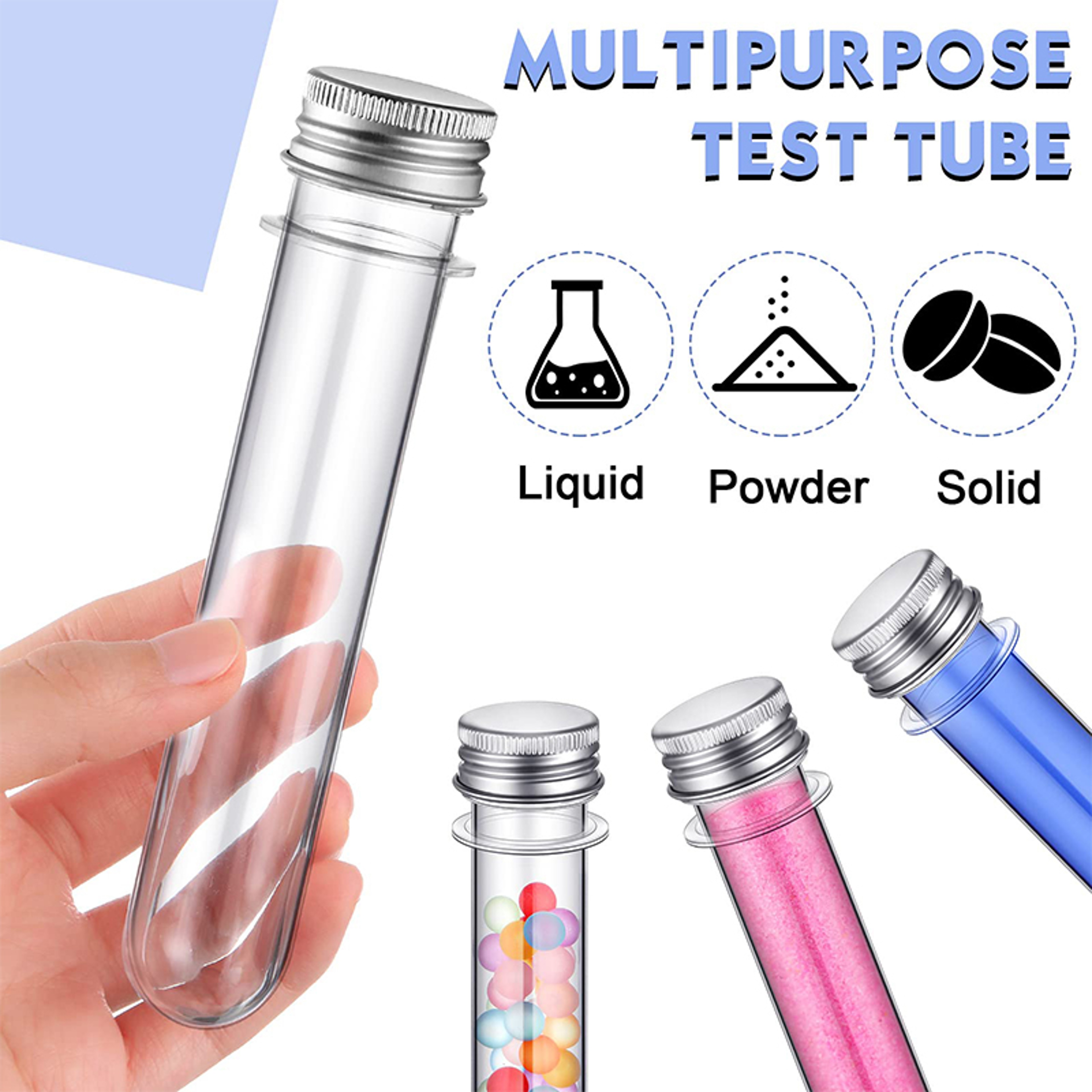 Clear Test Tubes With Caps Plastic Storage Tubes For Crafts Candy Spices 0