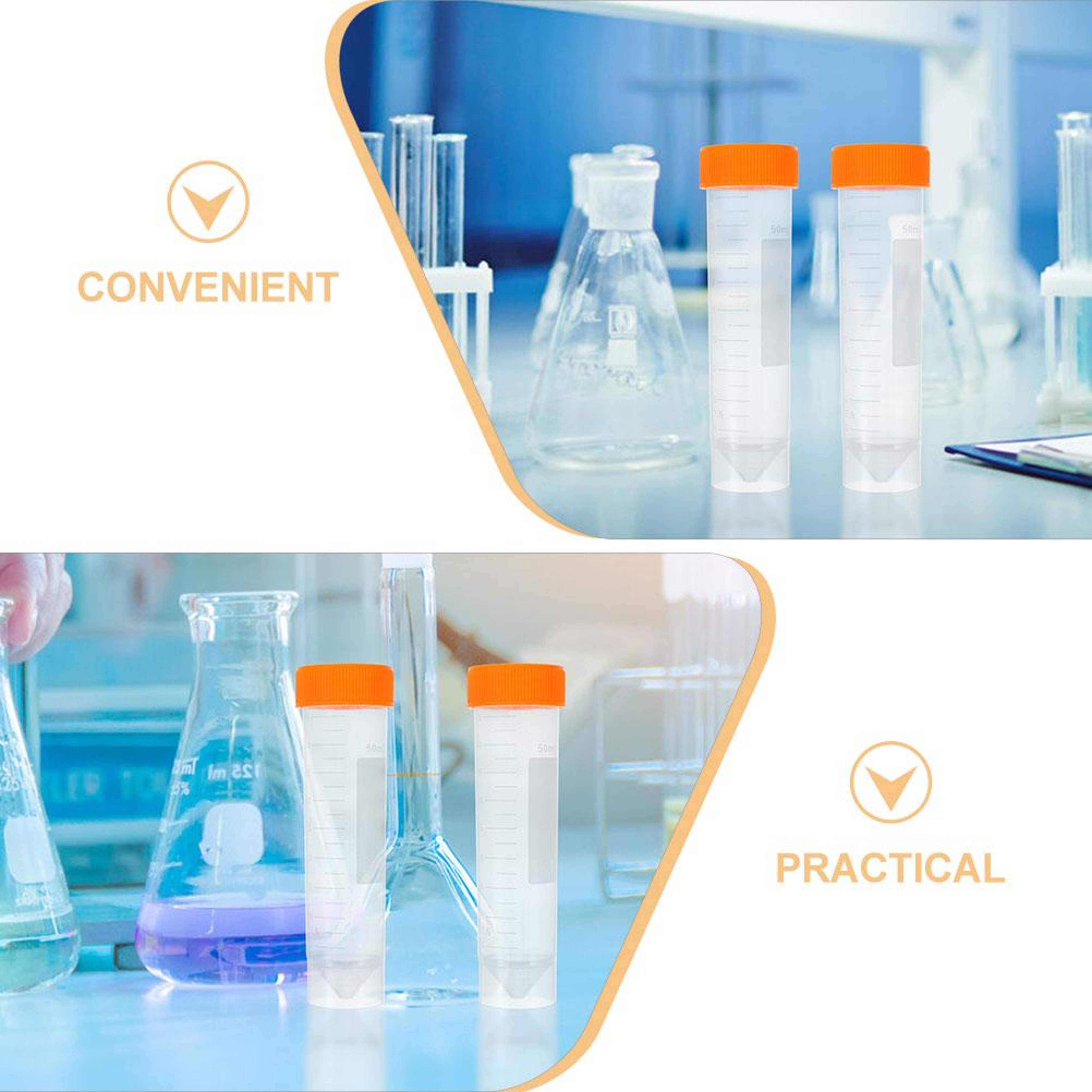 Plastic Centrifuge Test Tubes with Screw Caps Lab Sample Storage Set – view 4