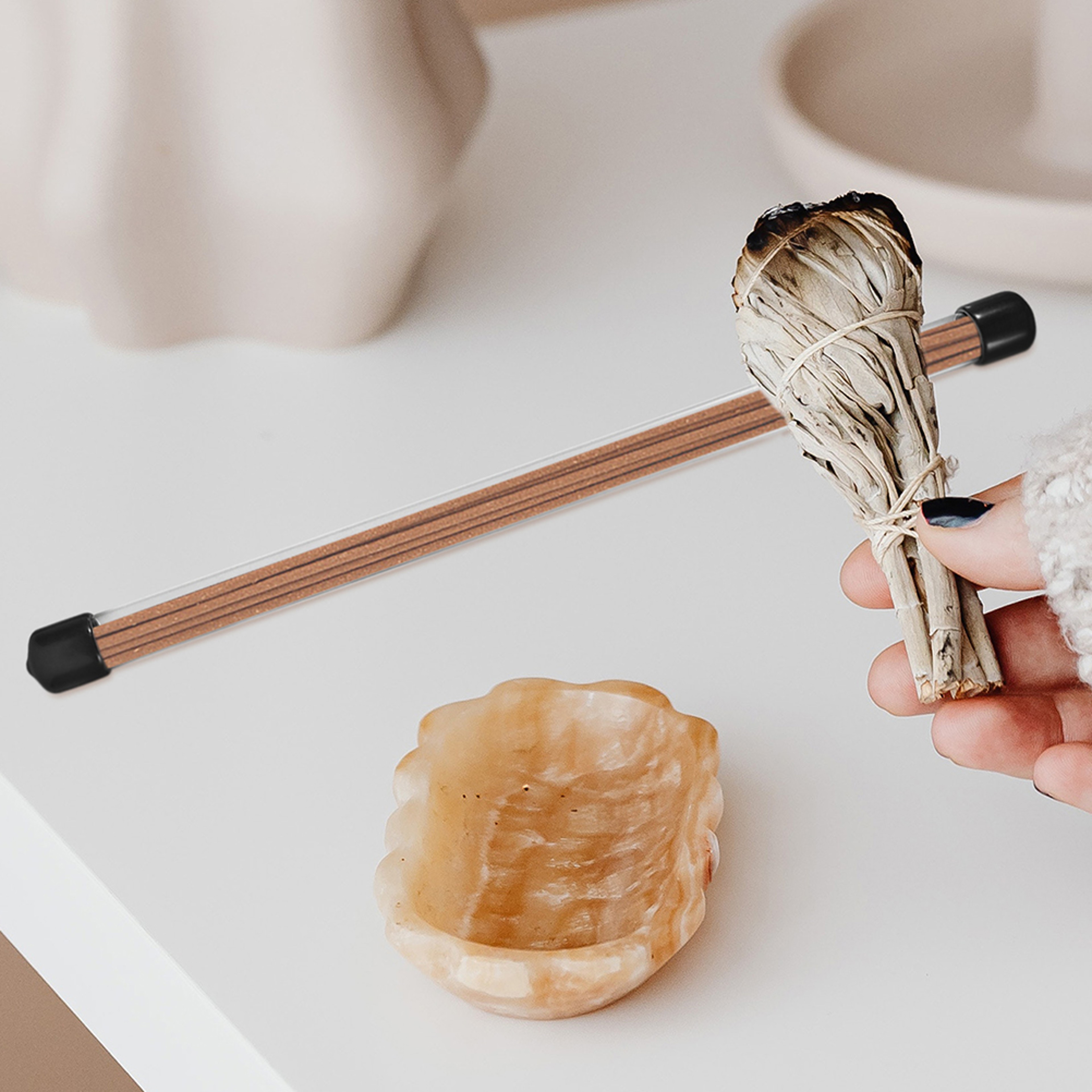 Portable incense holder tubes set Transparent incense storage containers with airtight lids – view 3