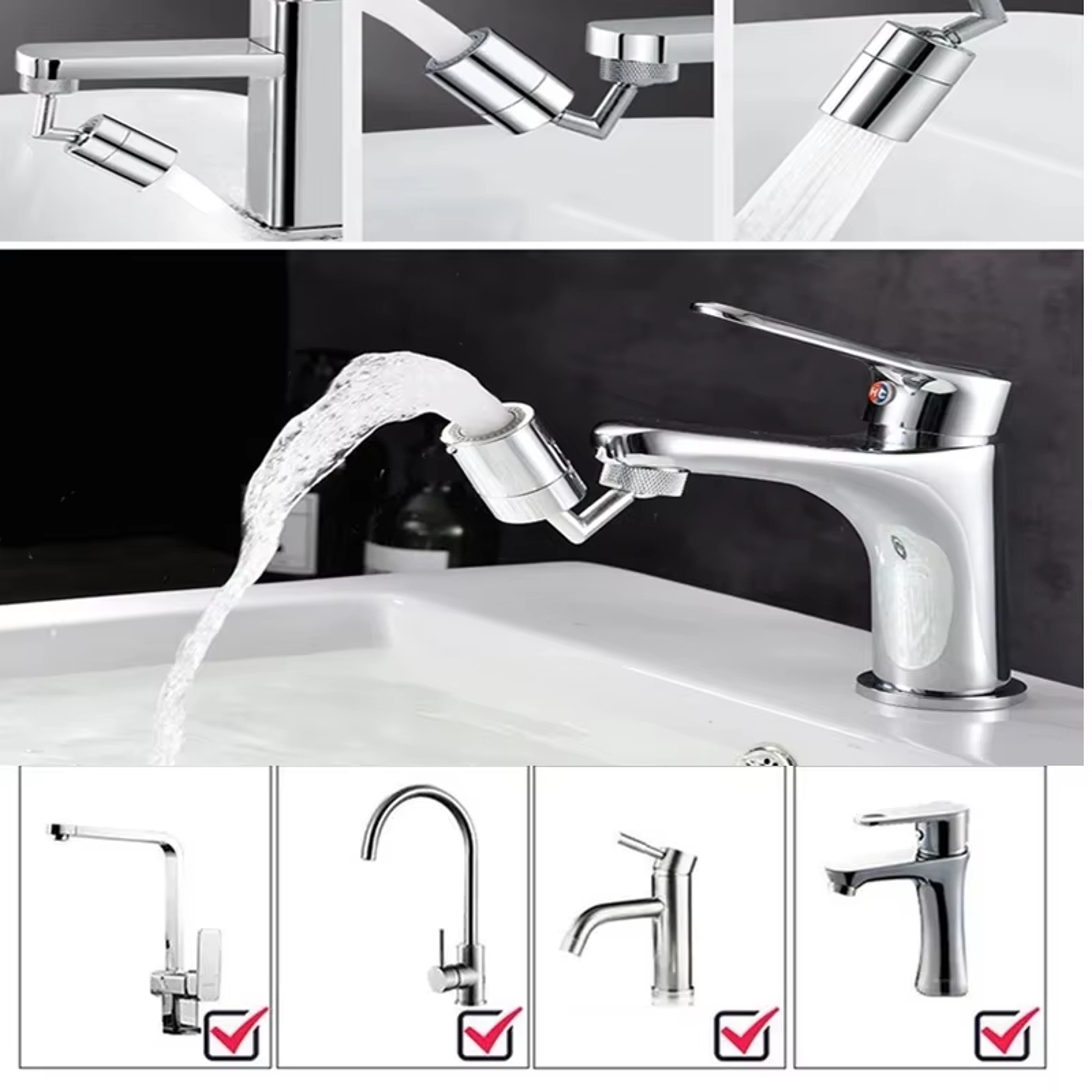Rotating Faucet Extender Aerator Splash Proof Water Saving Adapter 3