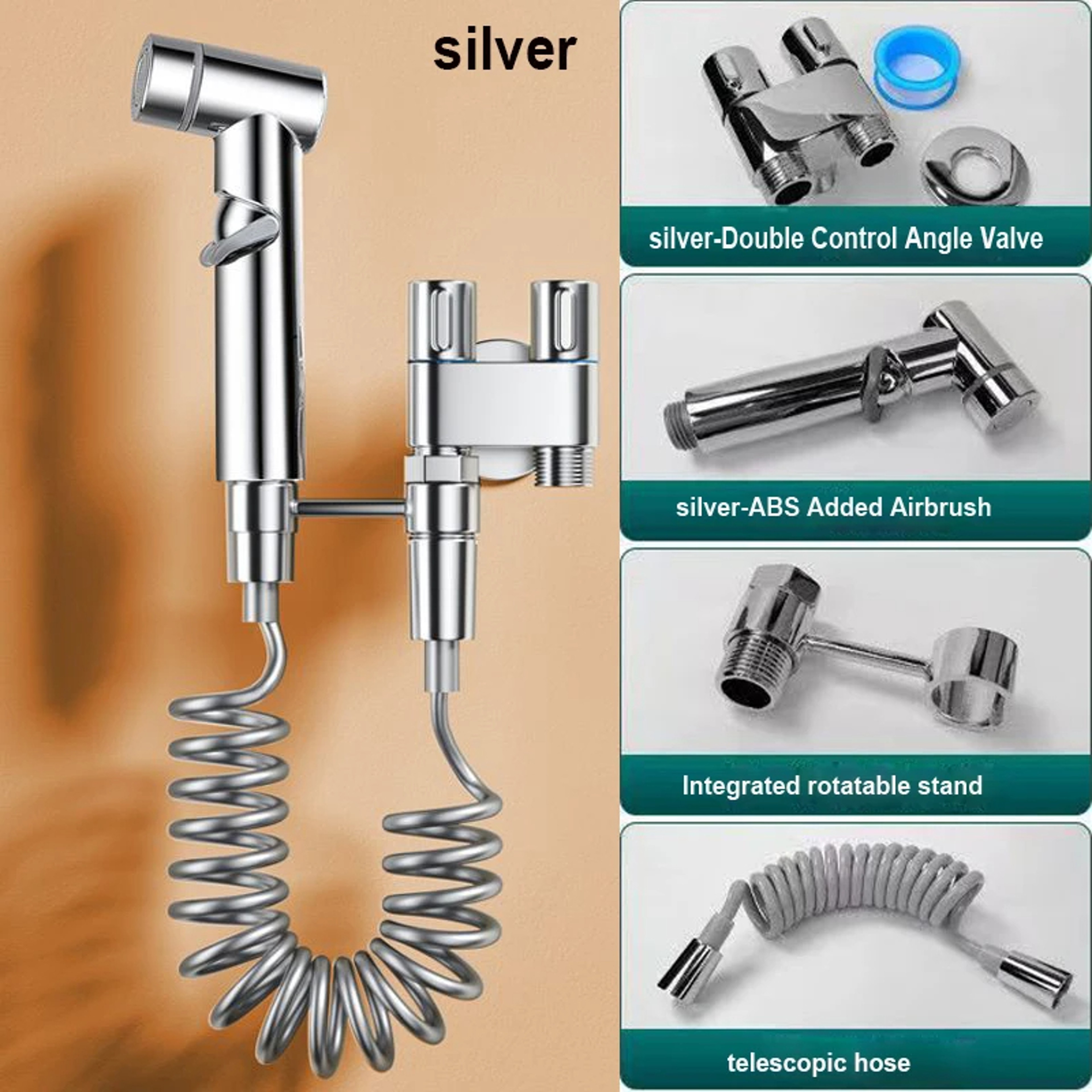 High Pressure Handheld Bidet Sprayer Set With Double Outlet Valve For Bathroom Hygiene 0