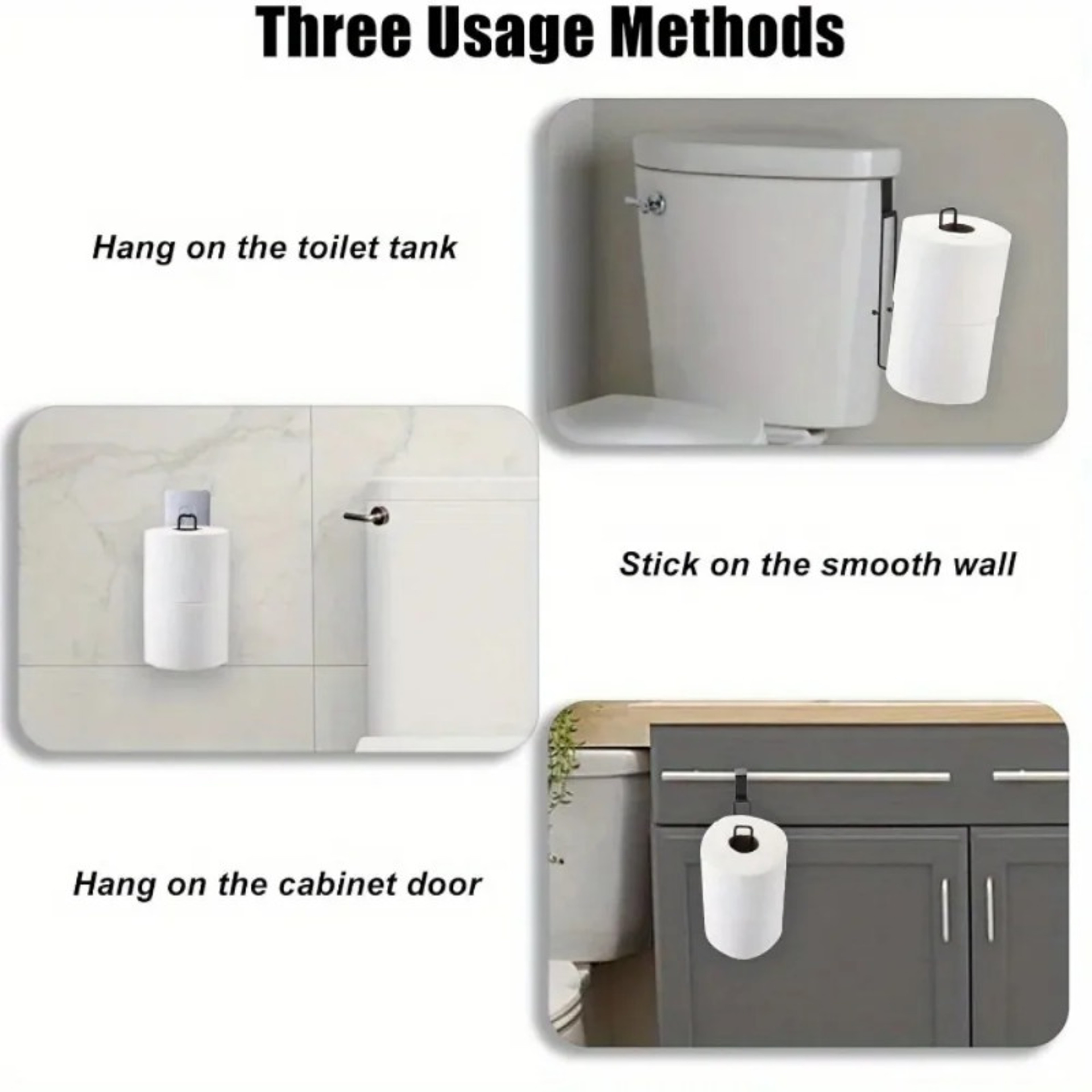 Self Adhesive Toilet Paper Holder with Towel Bar No Drill Wall Mount Bathroom Storage Rack – view 6