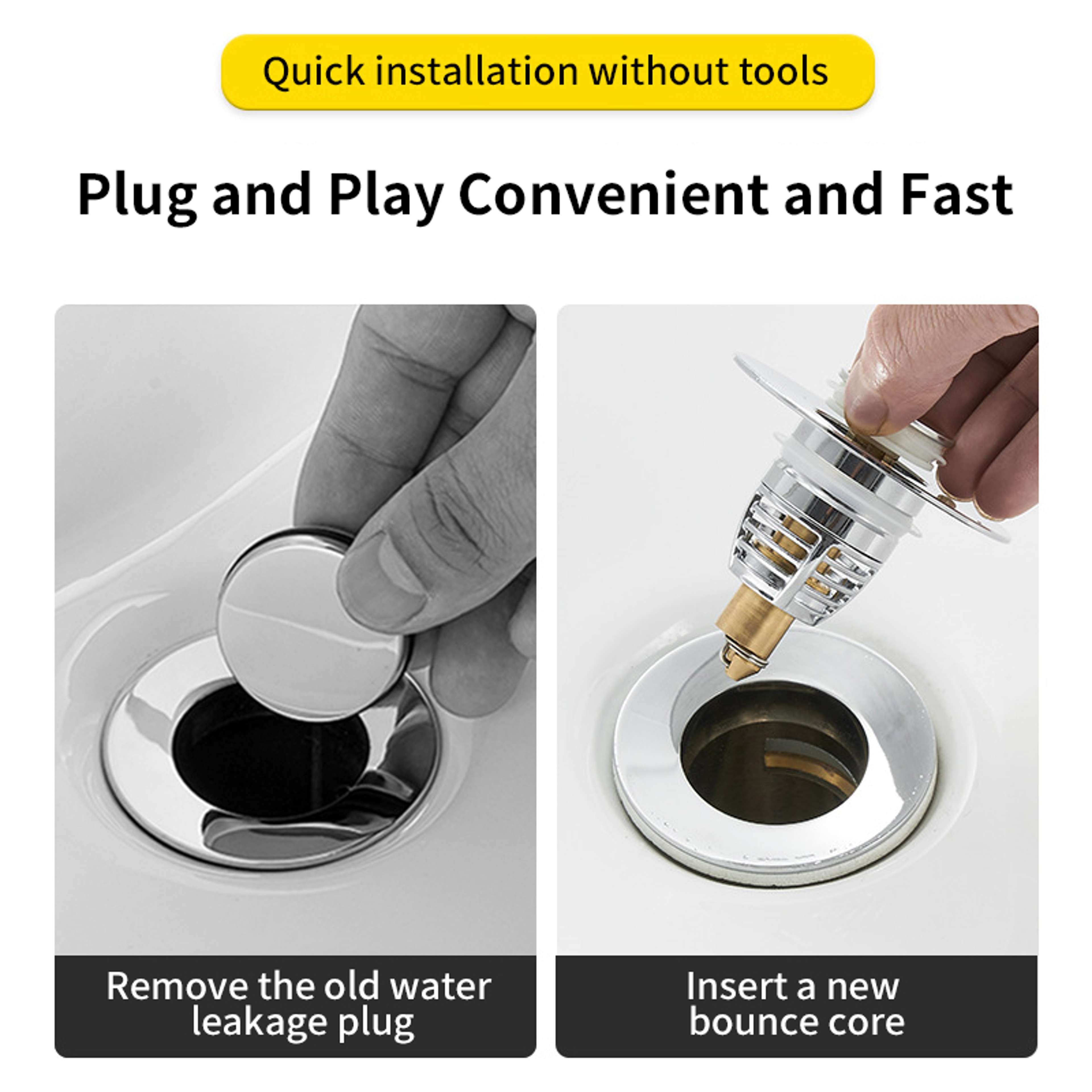 Universal Pop Up Sink Drain Stopper Leak Proof Bathroom Plug 2