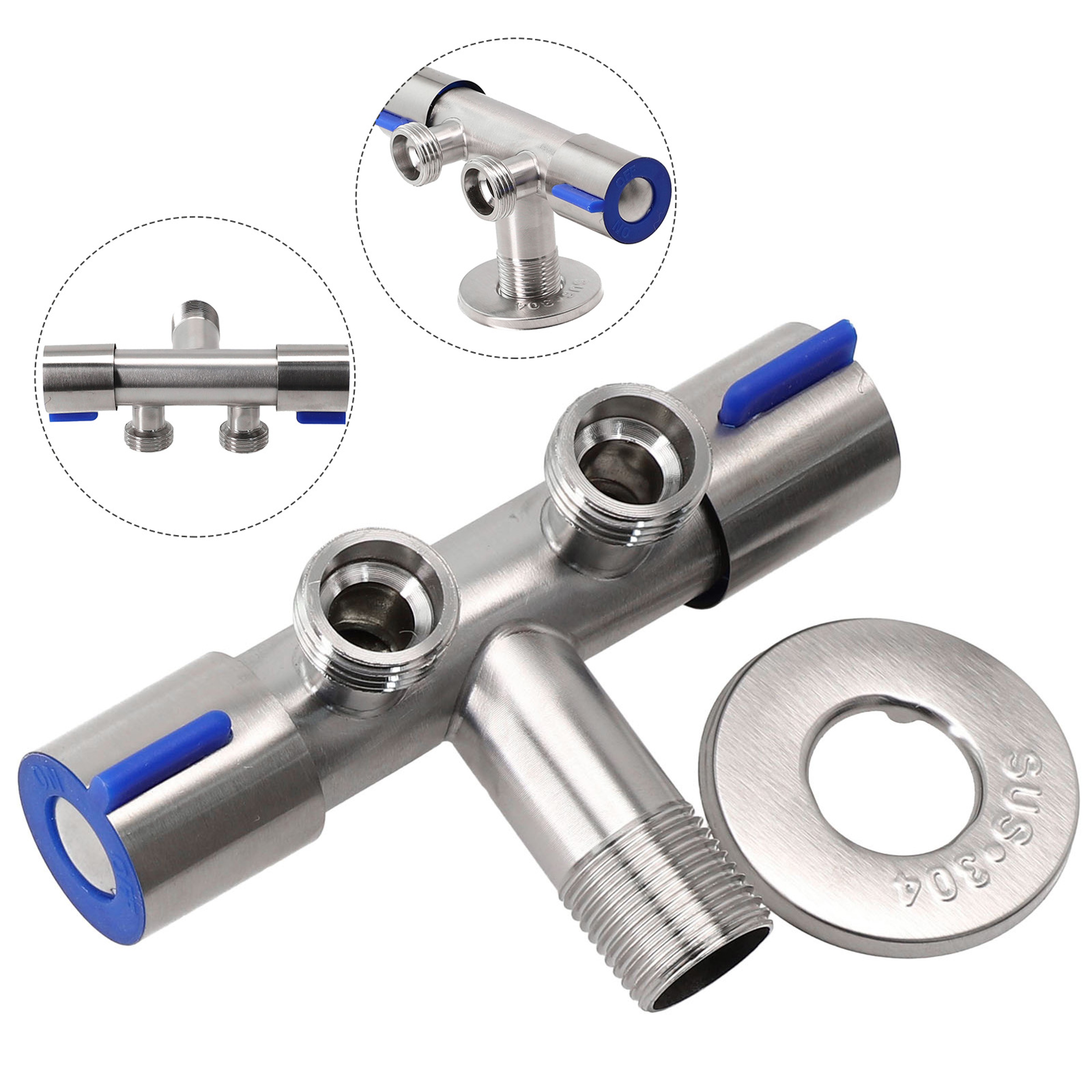 Stainless Steel Double Handle Cold Water Faucet for Bathroom & Washing Machine – view 1