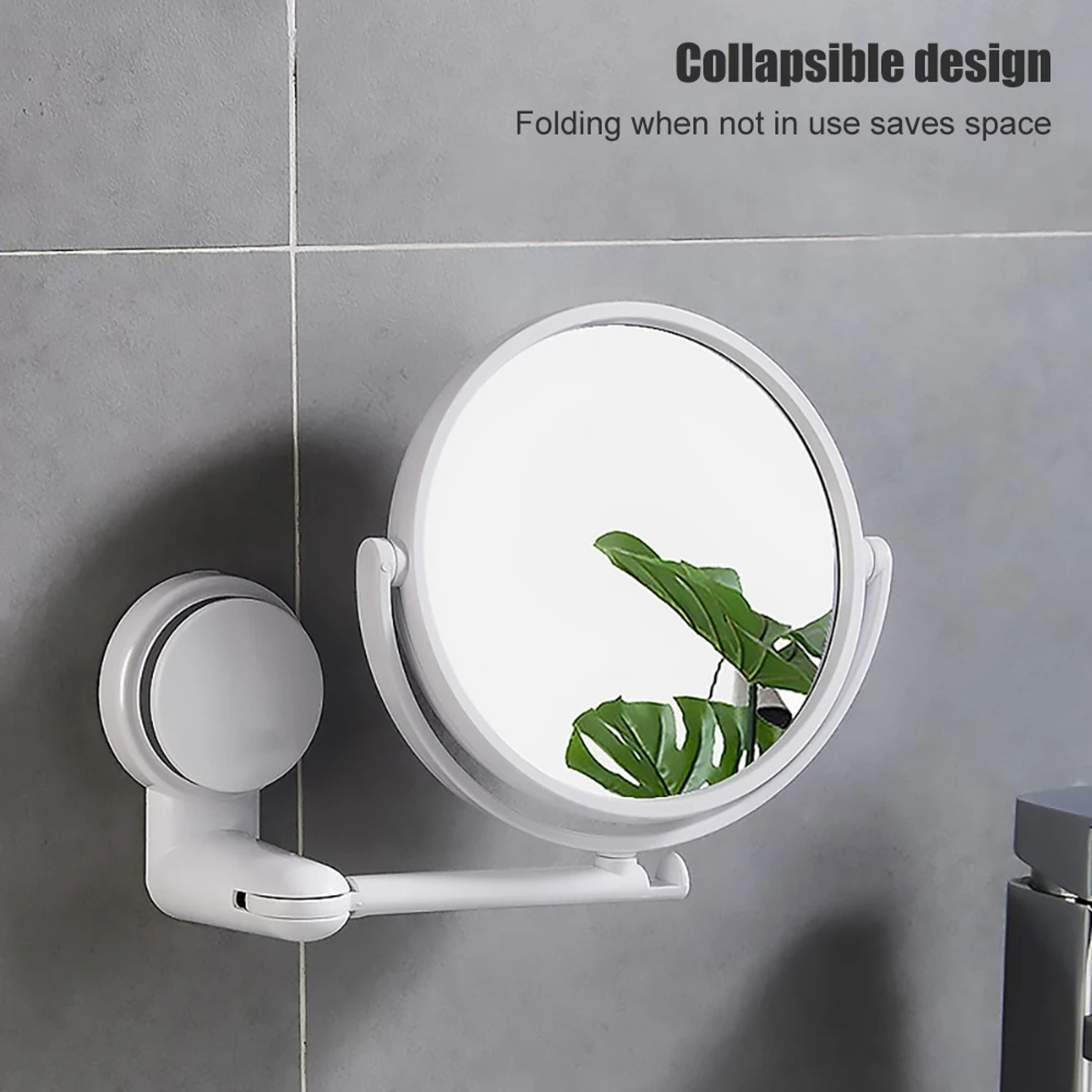 Extendable Wall Mount Makeup Mirror With Suction Arm Double Sided Swivel Vanity Mirror 2