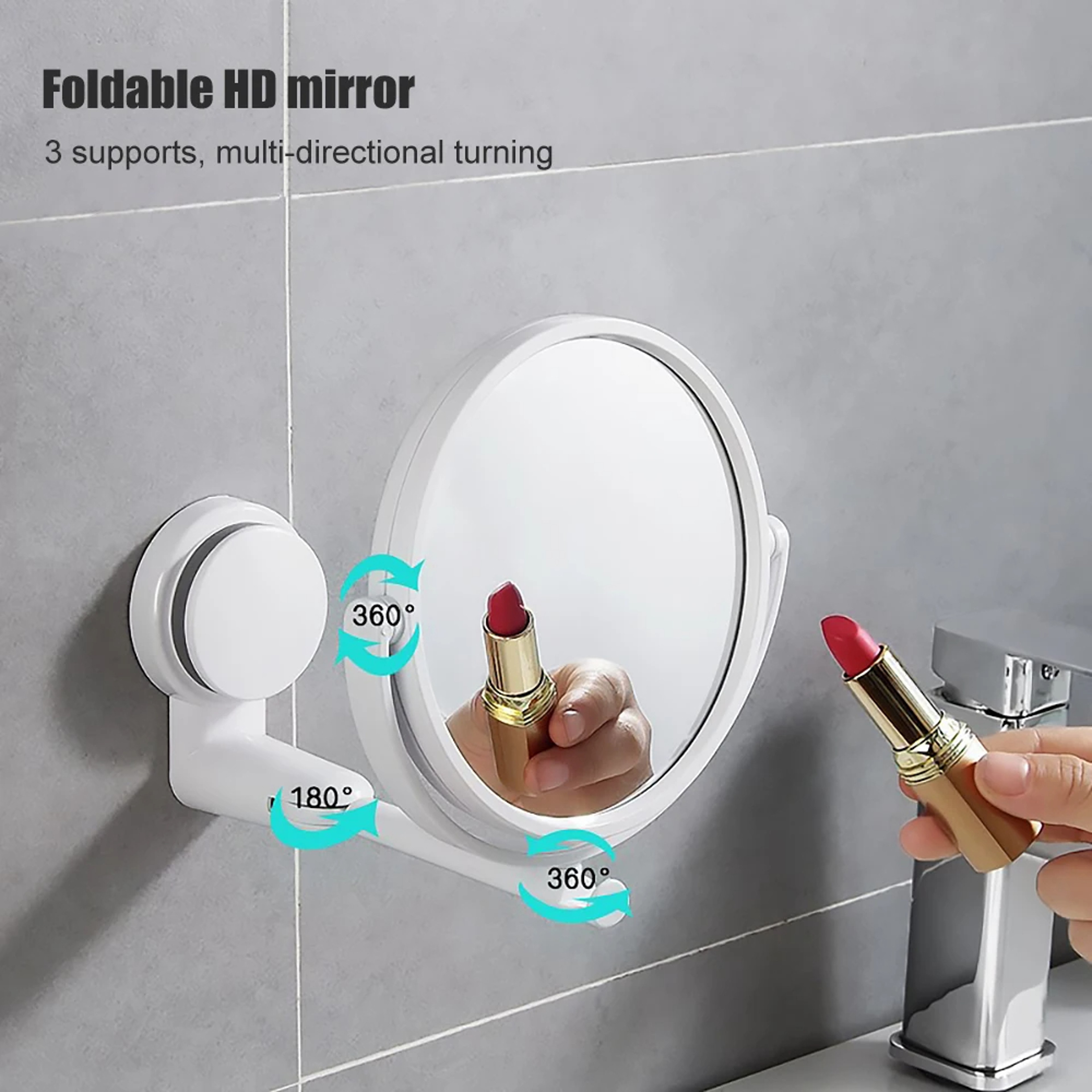 Extendable Wall Mount Makeup Mirror With Suction Arm Double Sided Swivel Vanity Mirror 4