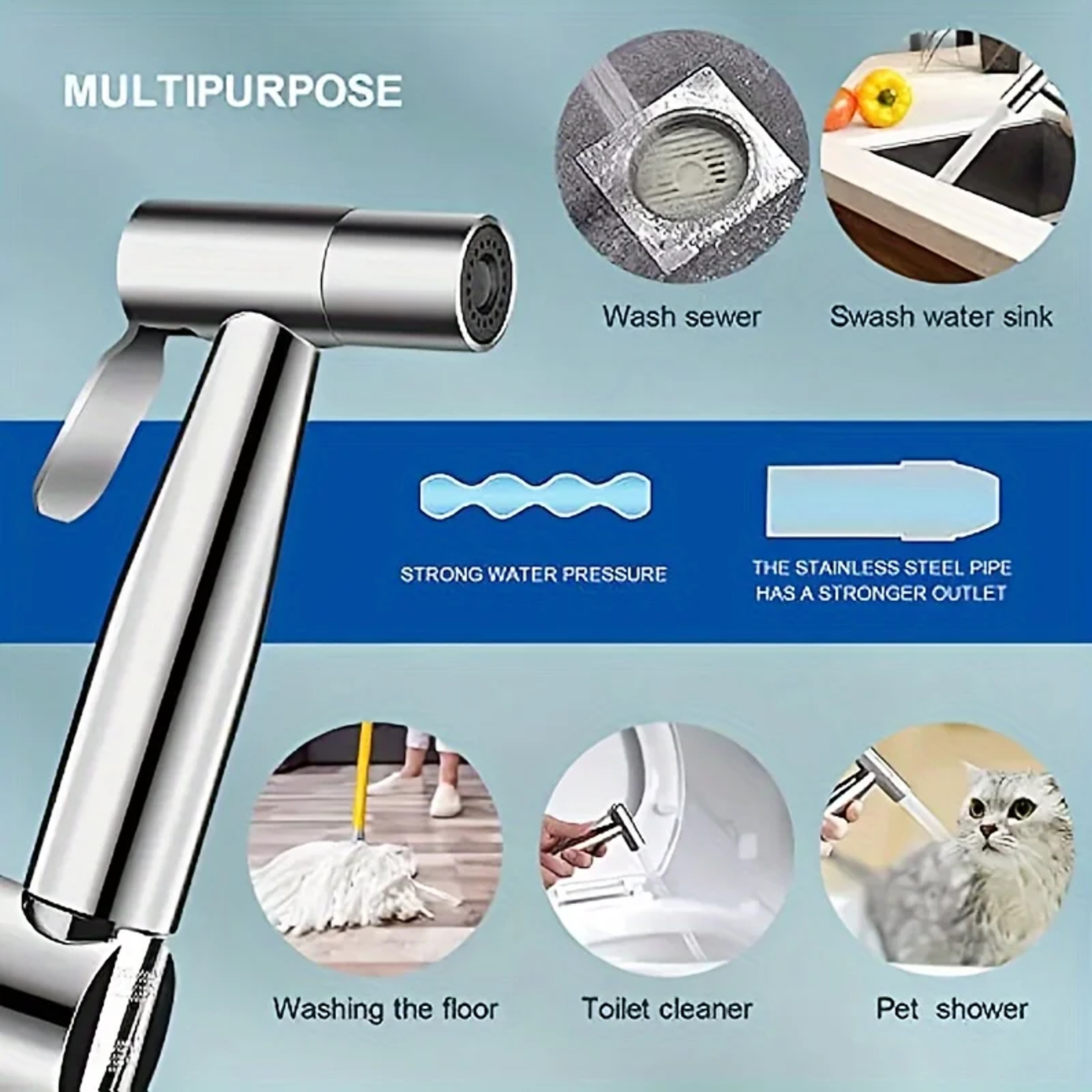 Premium Handheld Bidet Sprayer Set With Stainless Steel Hose For Easy Toilet Cleaning  Hygiene 3