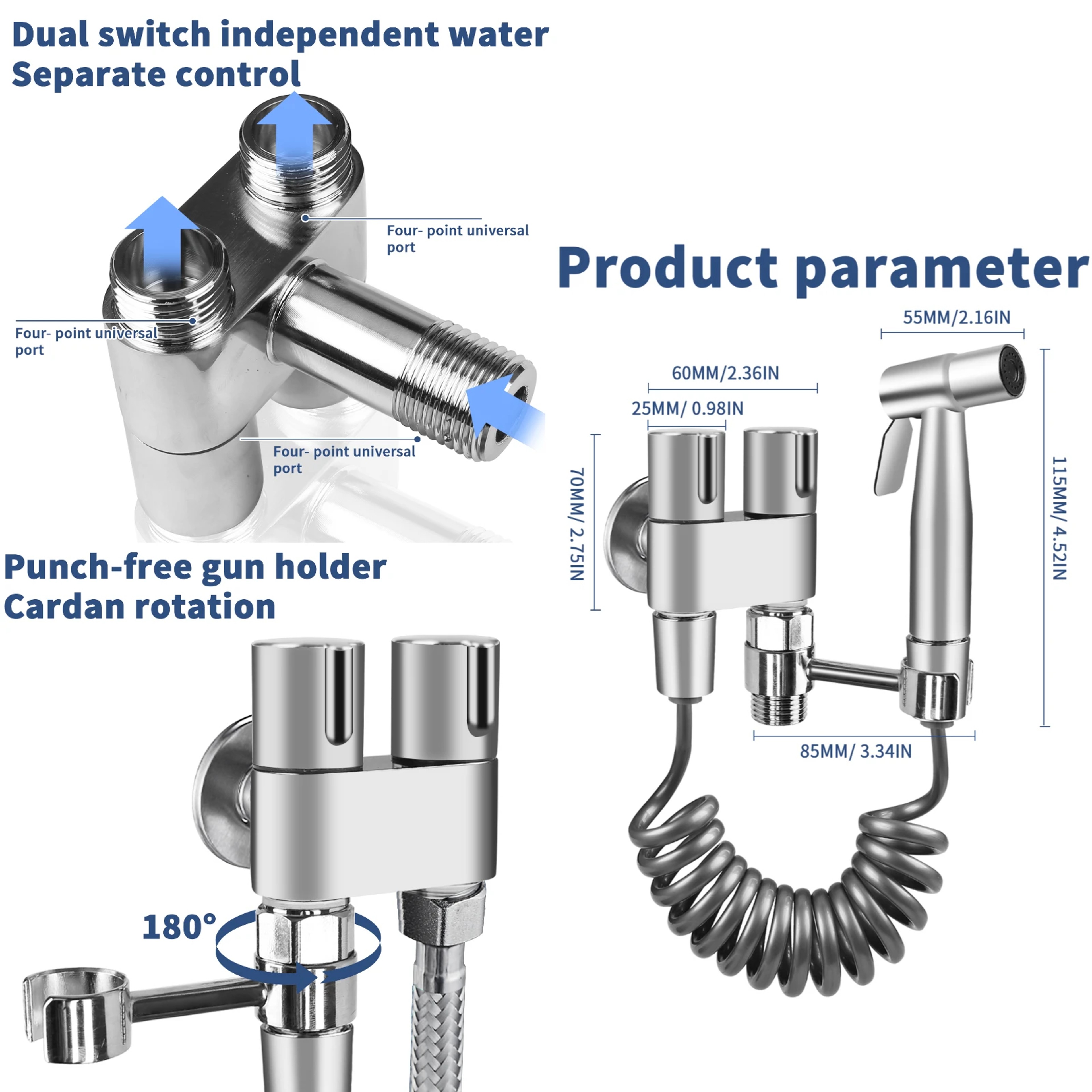 Stainless Steel Handheld Bidet Sprayer for Toilet Hygienic Bathroom Cleaning Kit – view 4