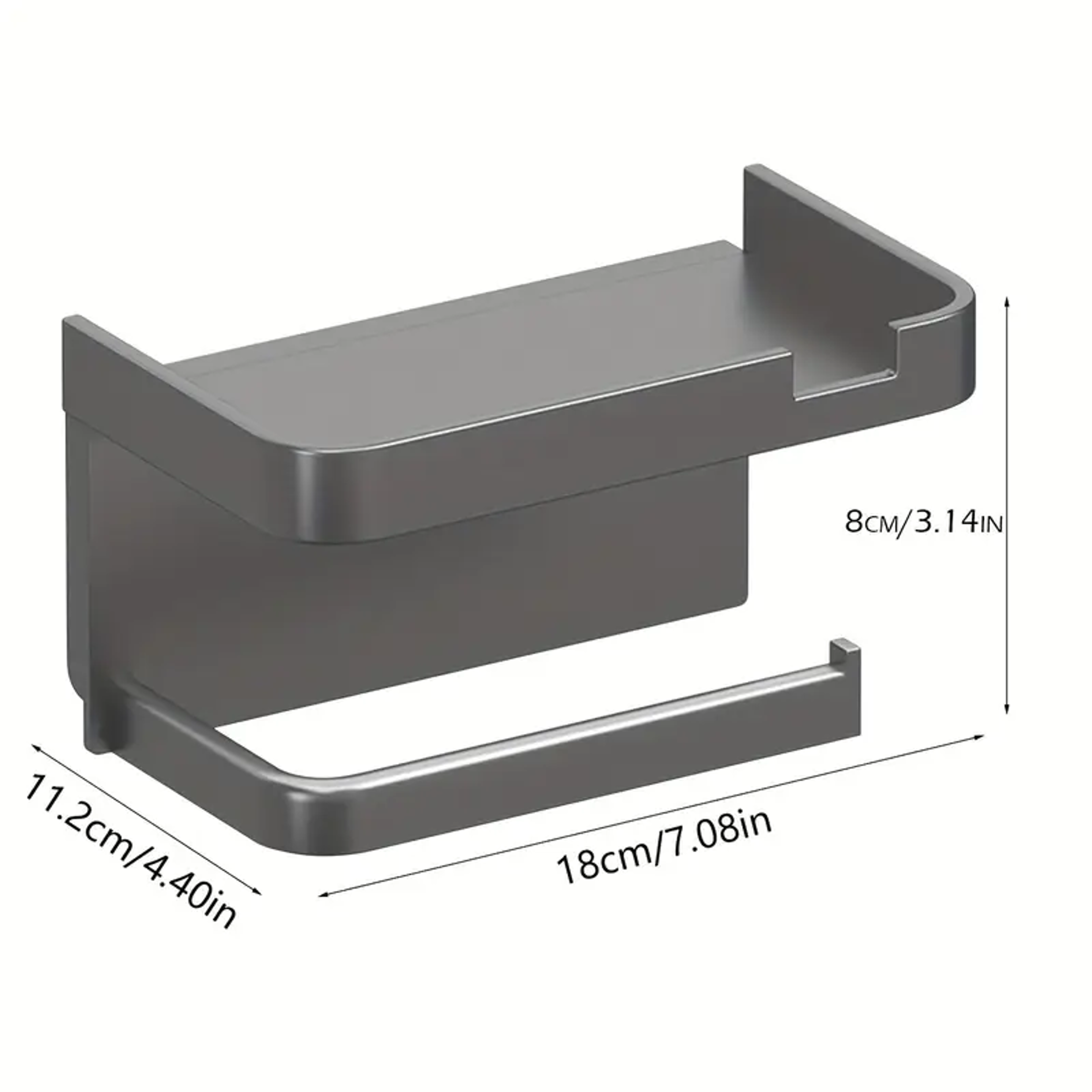Wall Mounted Toilet Paper Holder with Shelf No Drill Adhesive Waterproof Bathroom Organizer – view 7