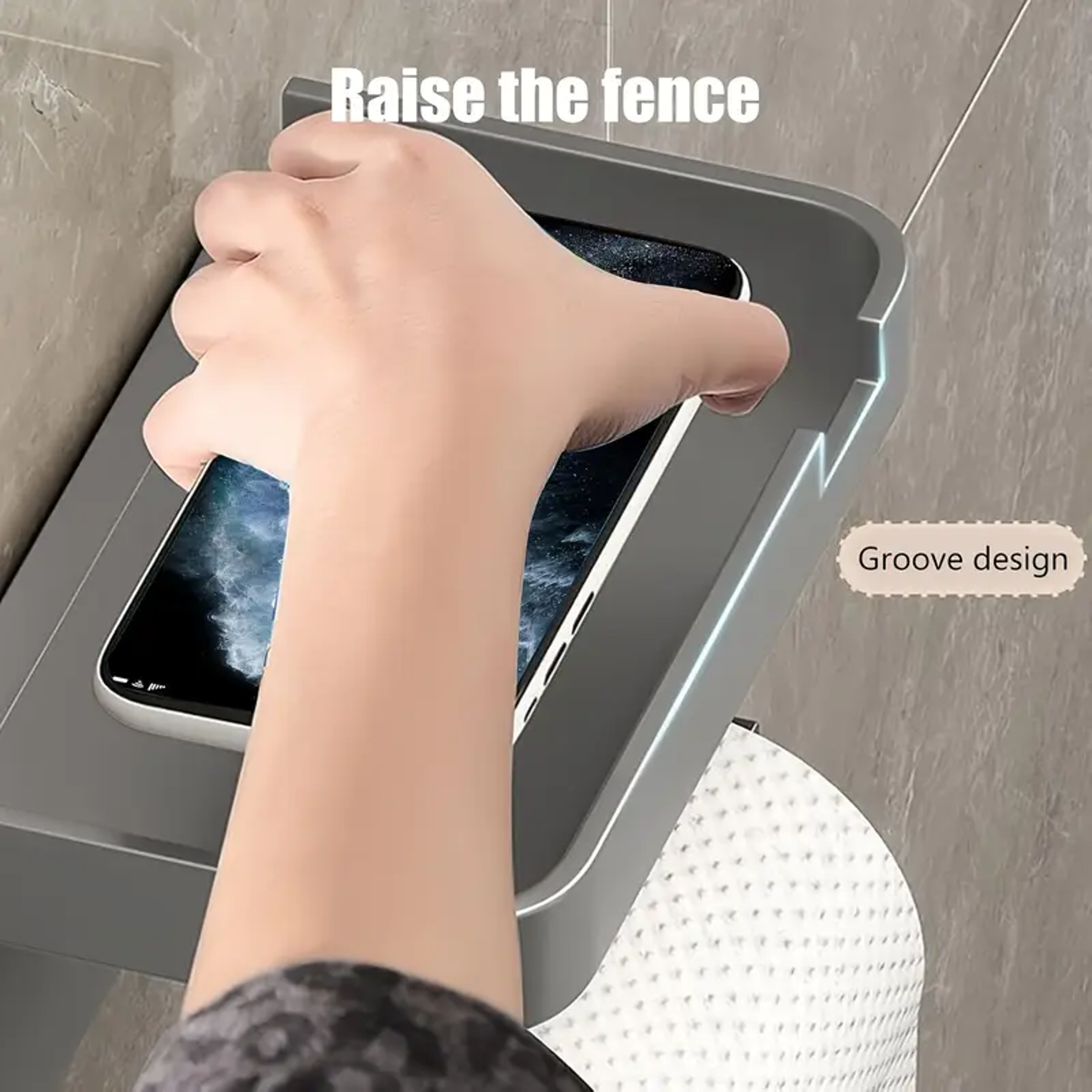 Wall Mounted Toilet Paper Holder with Shelf No Drill Adhesive Waterproof Bathroom Organizer – view 6
