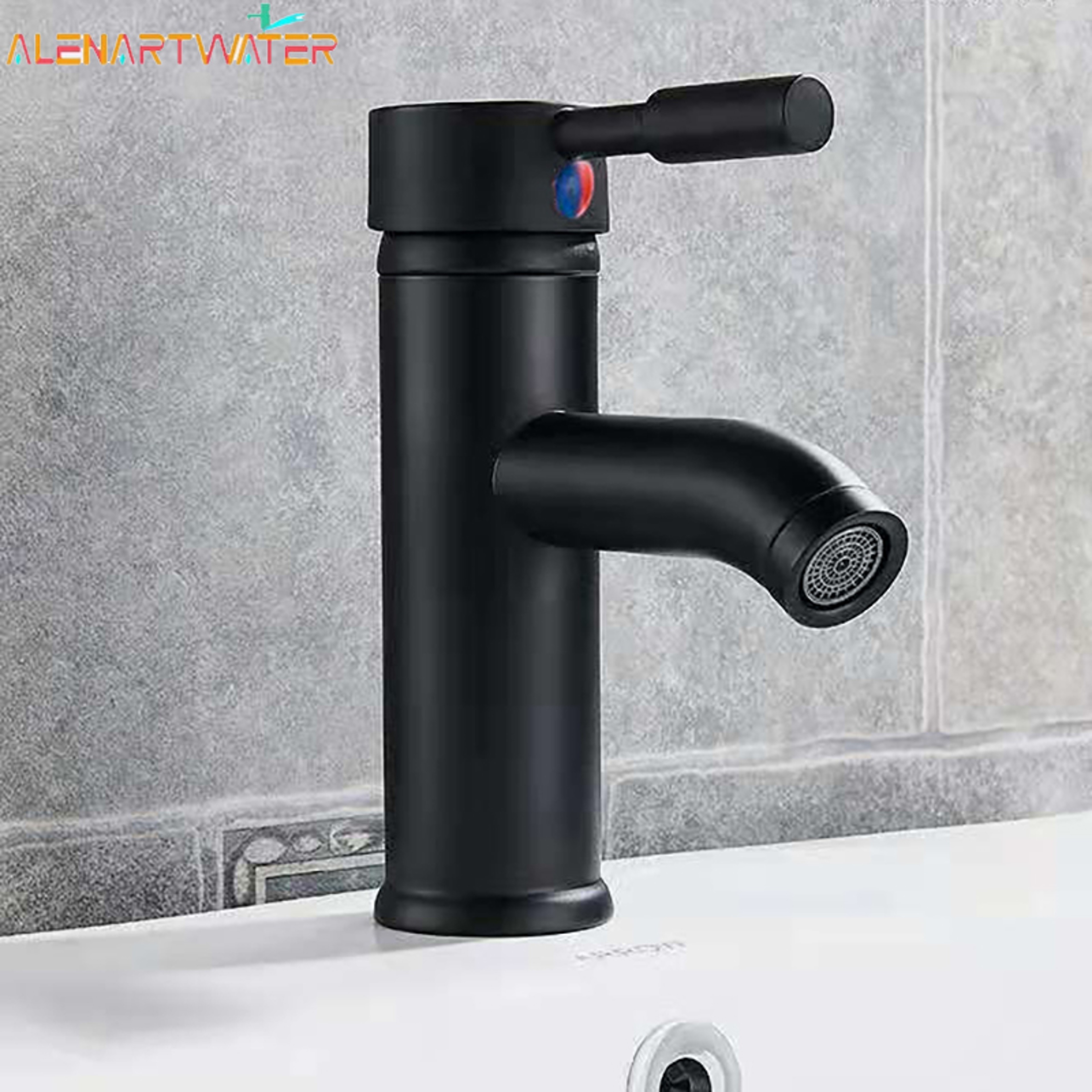 Matte Black Bathroom Sink Faucet Single Handle Hot Cold Mixer Tap 0