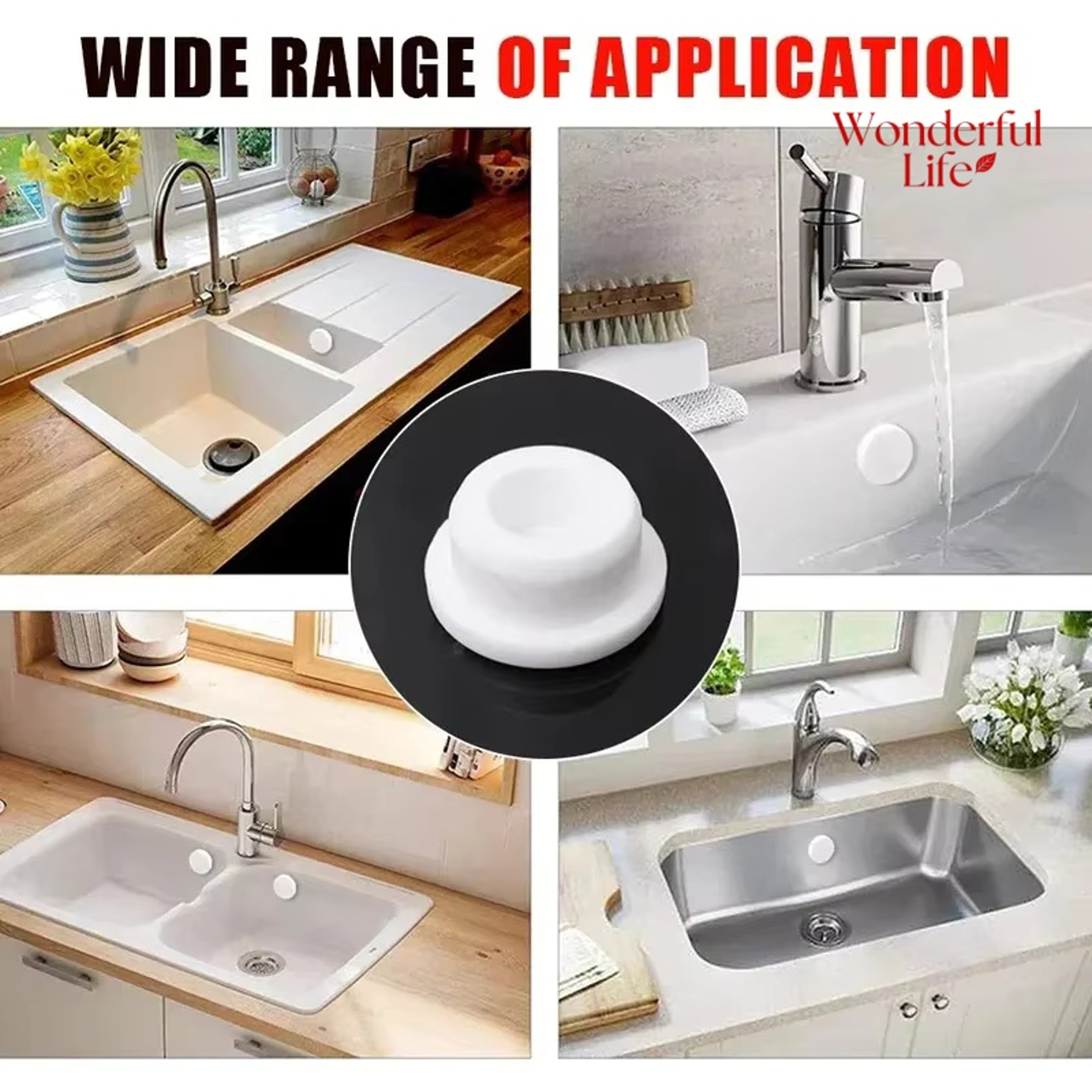 Universal Sink Overflow Cover Plug Leak Proof Sink Overflow Cover For Bathroom Kitchen Tub 4