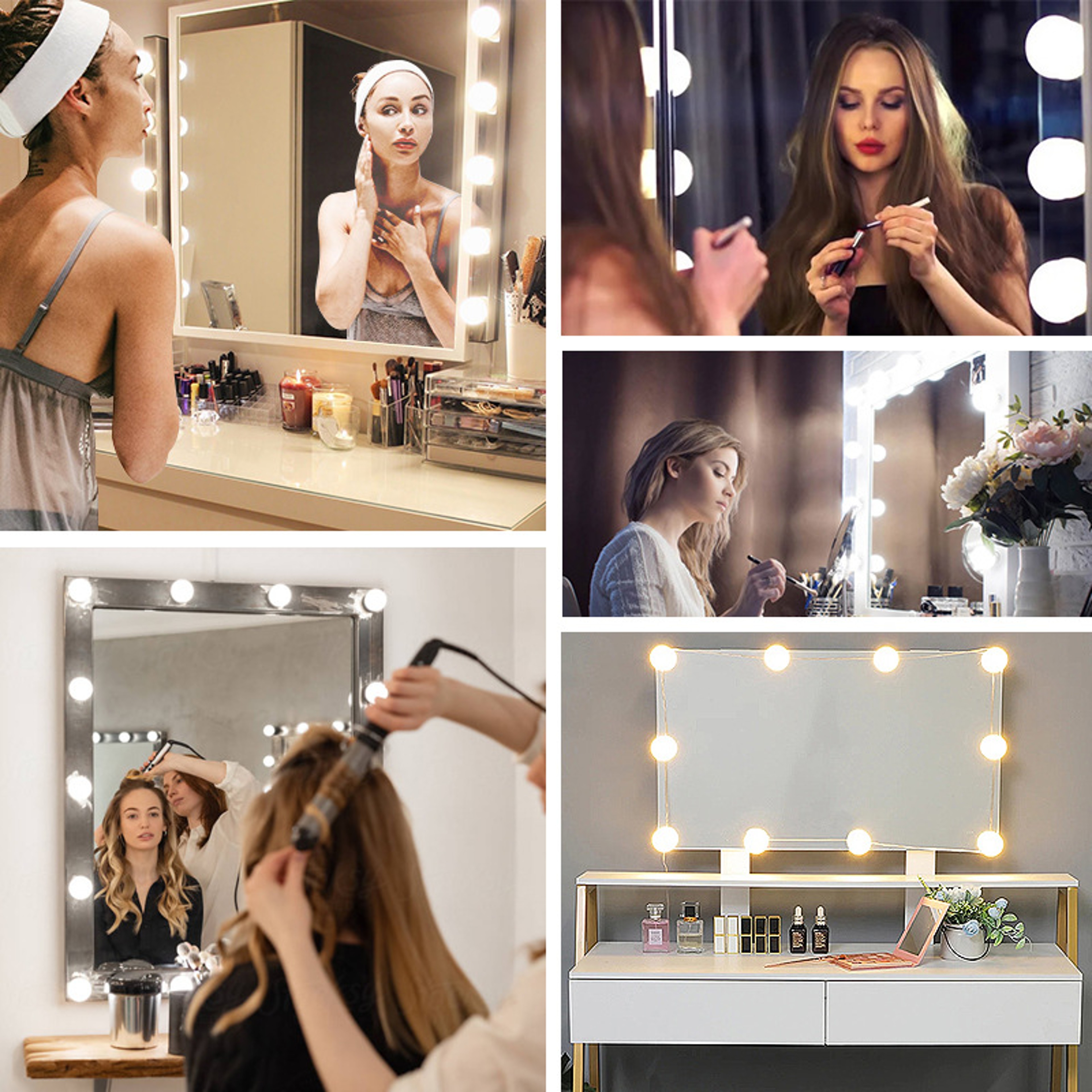 Hollywood LED Vanity Mirror Lights Stick On Kit With Dimmable Color Modes USB Powered 3