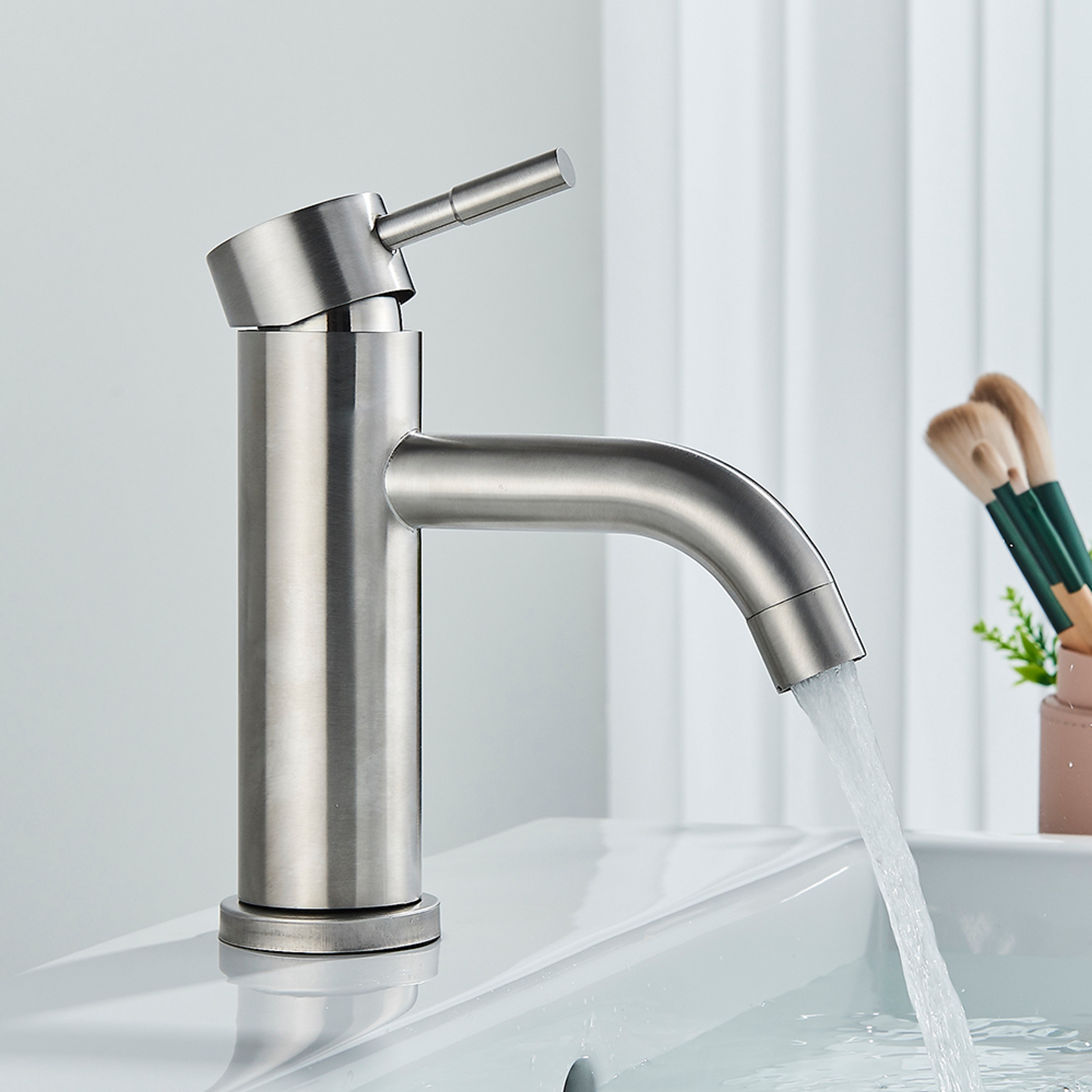 Matte Black Bathroom Faucet for Vessel Sink Solid Brass Hot Cold Mixer Tap Tall or Short – view 5