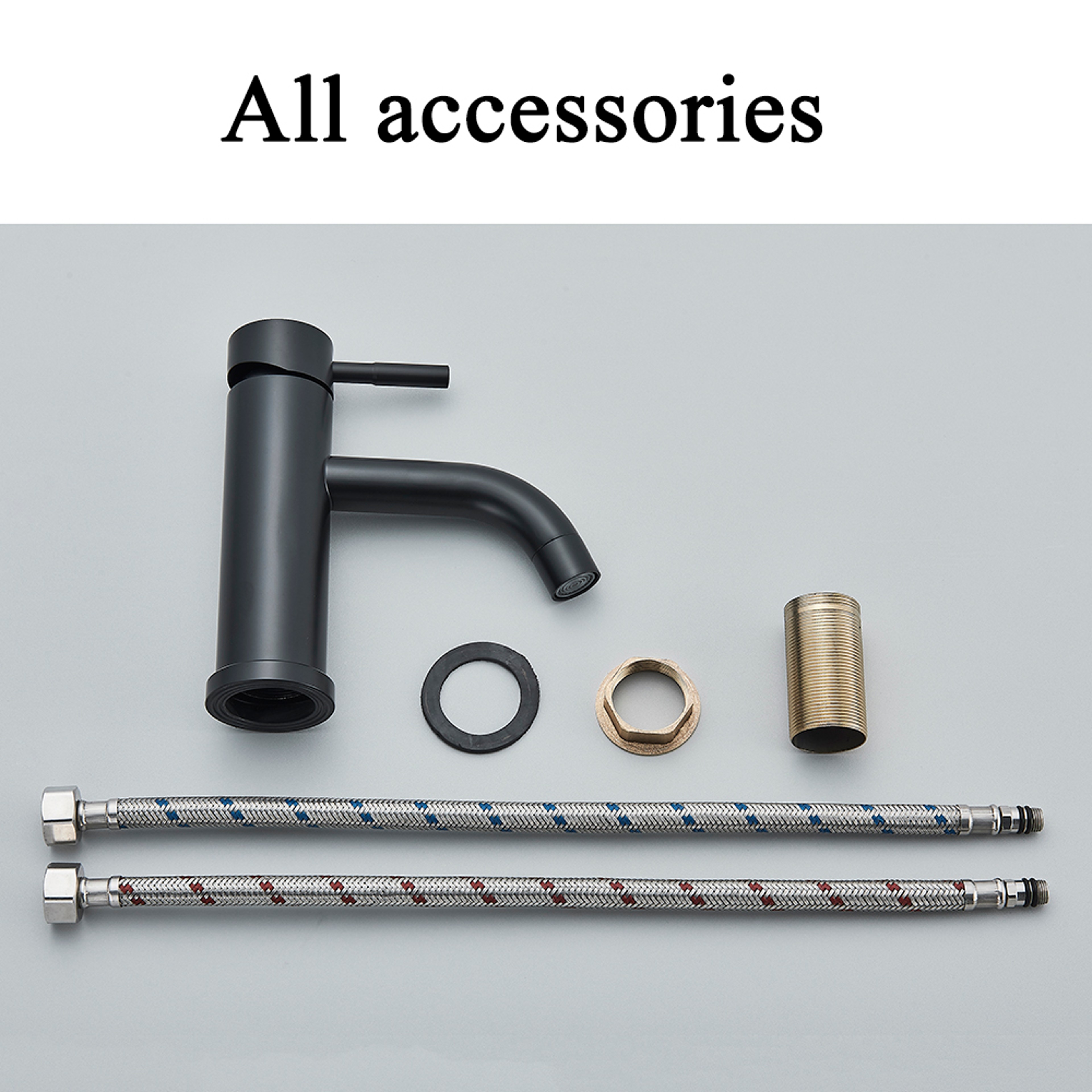 Matte Black Bathroom Faucet for Vessel Sink Solid Brass Hot Cold Mixer Tap Tall or Short – view 6