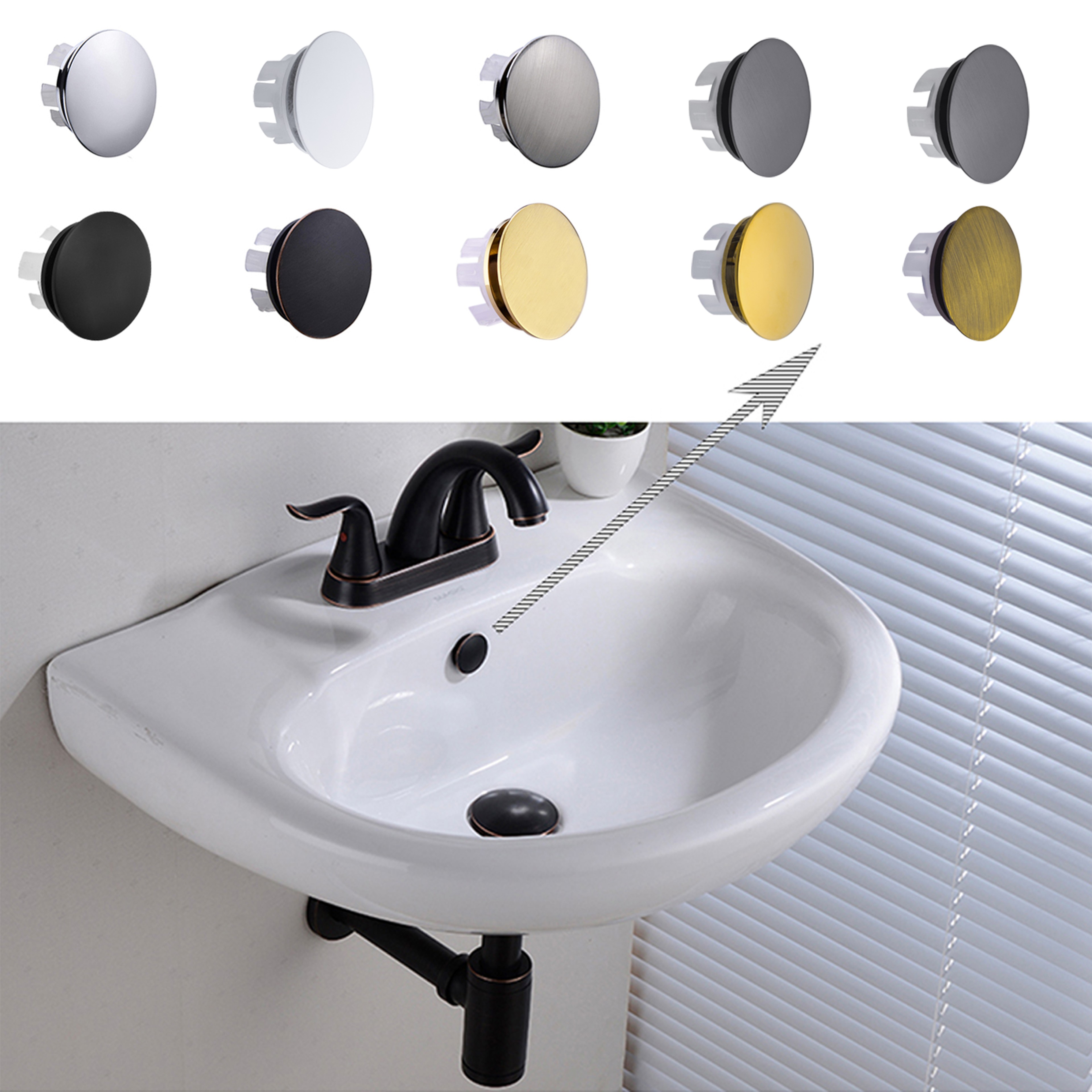 Premium Brass Sink Overflow Cover Bathroom Hole Cap Decorative Trim Finish 0