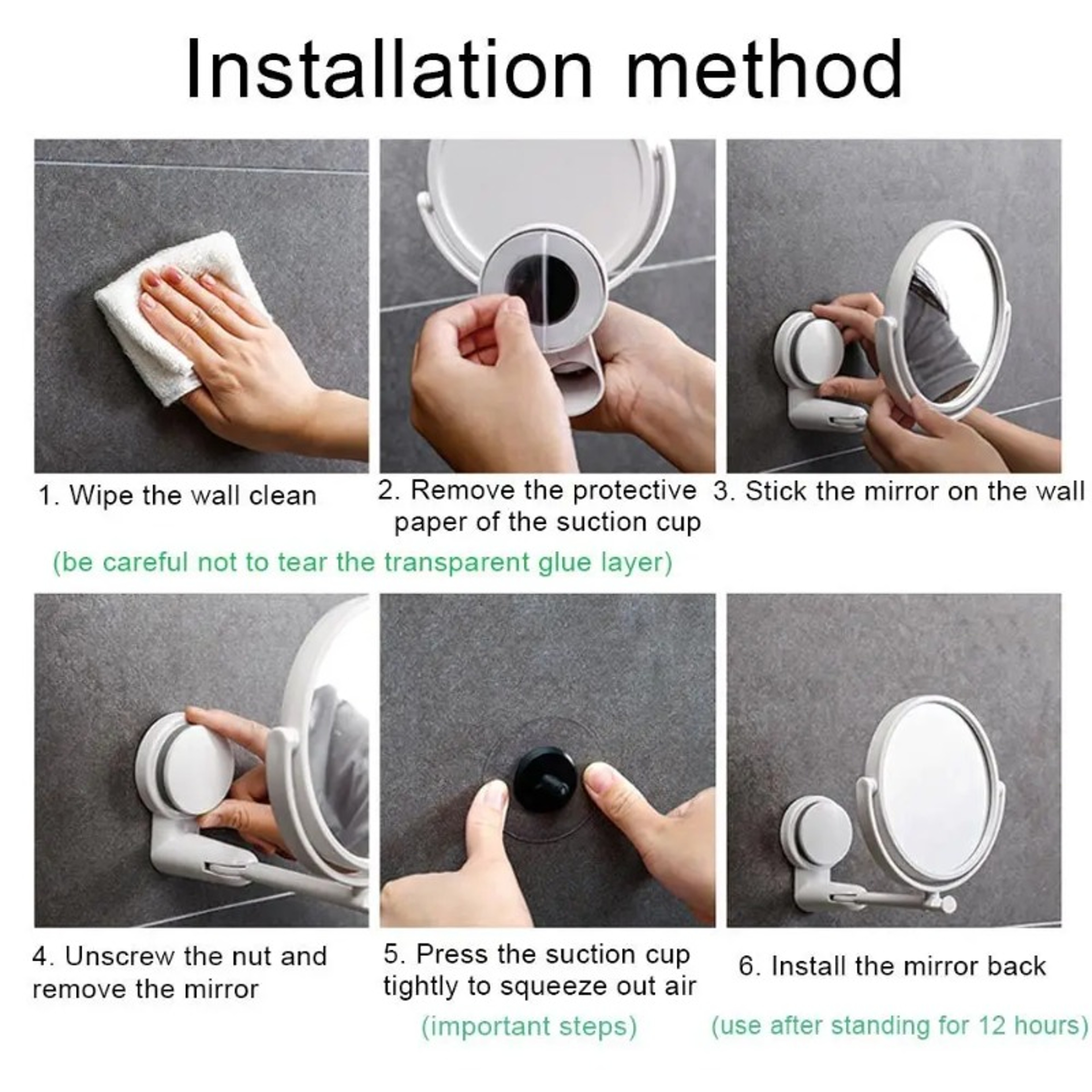Rotating Suction Cup Vanity Mirror Wall Mounted Folding Makeup Shaving Mirror – view 4