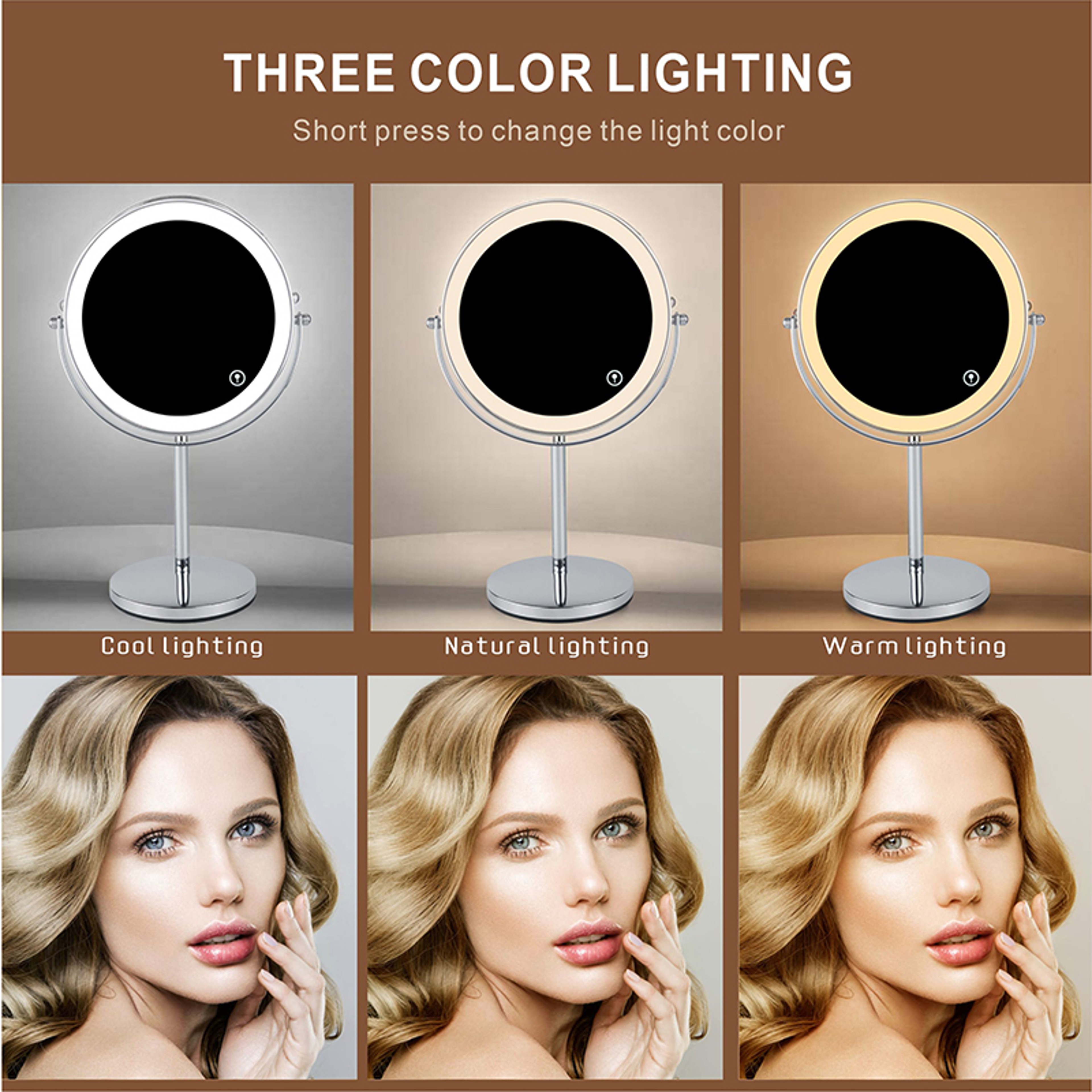 LED Makeup Mirror with Lights Double Sided USB Rechargeable Vanity Mirror – view 3