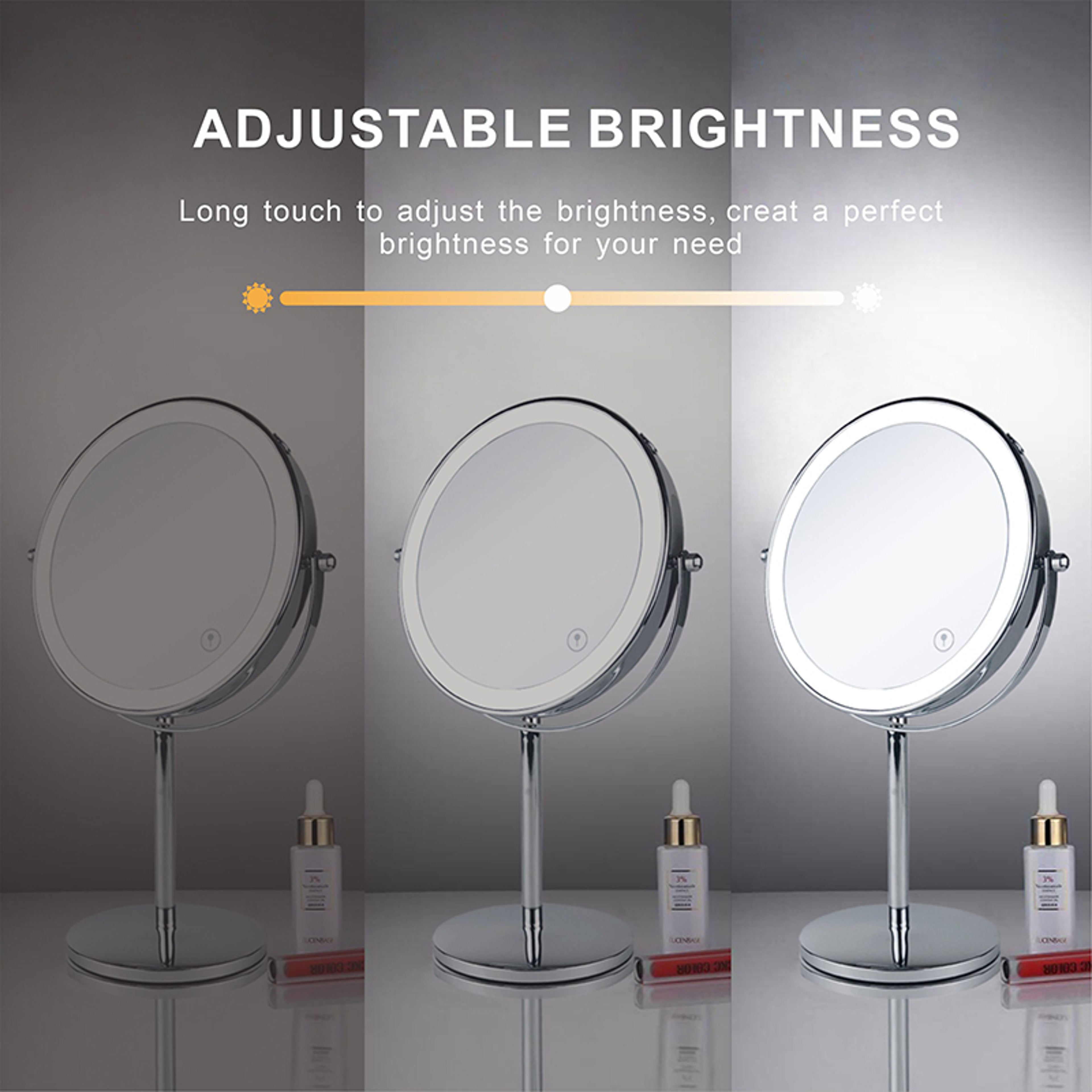 LED Makeup Mirror with Lights Double Sided USB Rechargeable Vanity Mirror – view 4