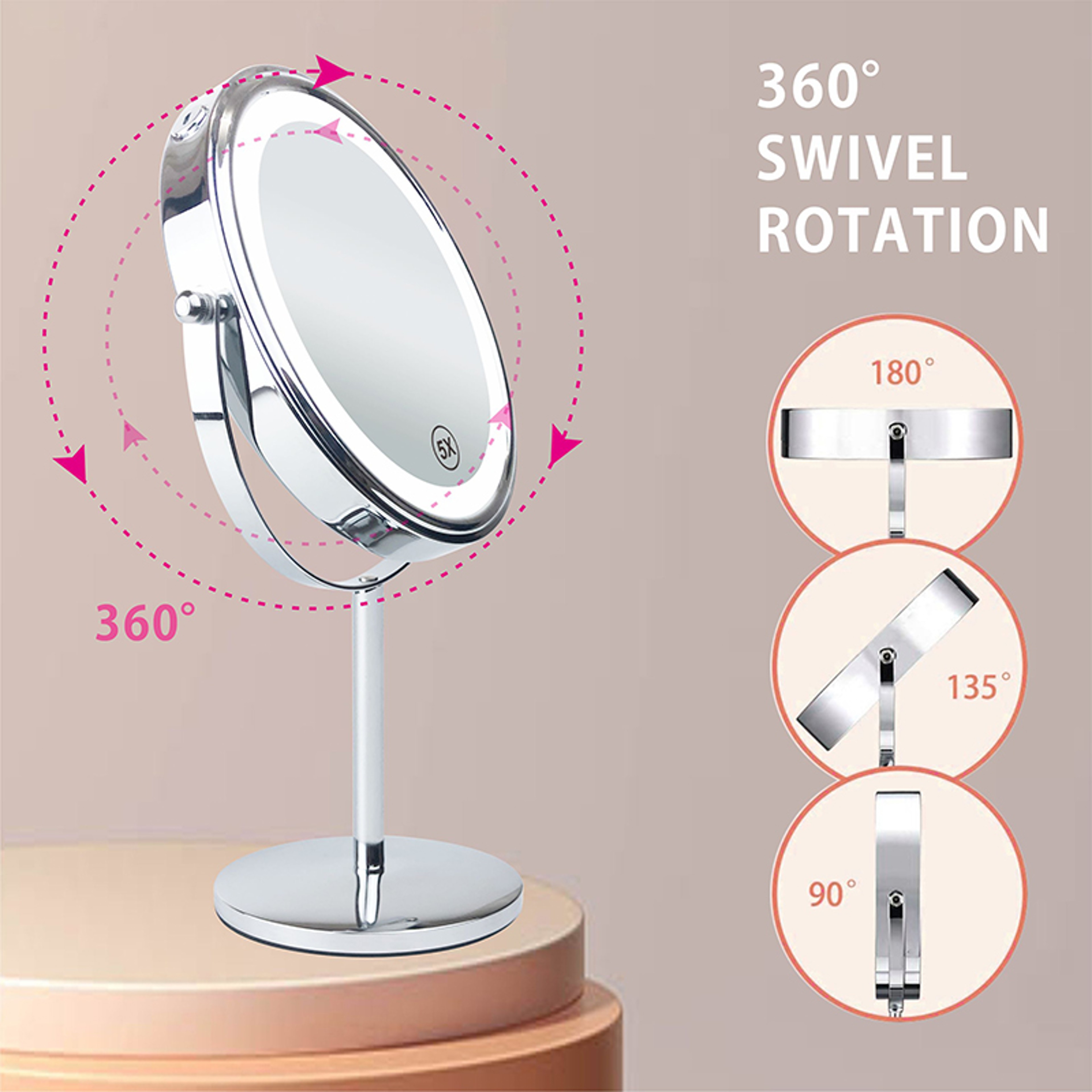 LED Makeup Mirror with Lights Double Sided USB Rechargeable Vanity Mirror – view 5
