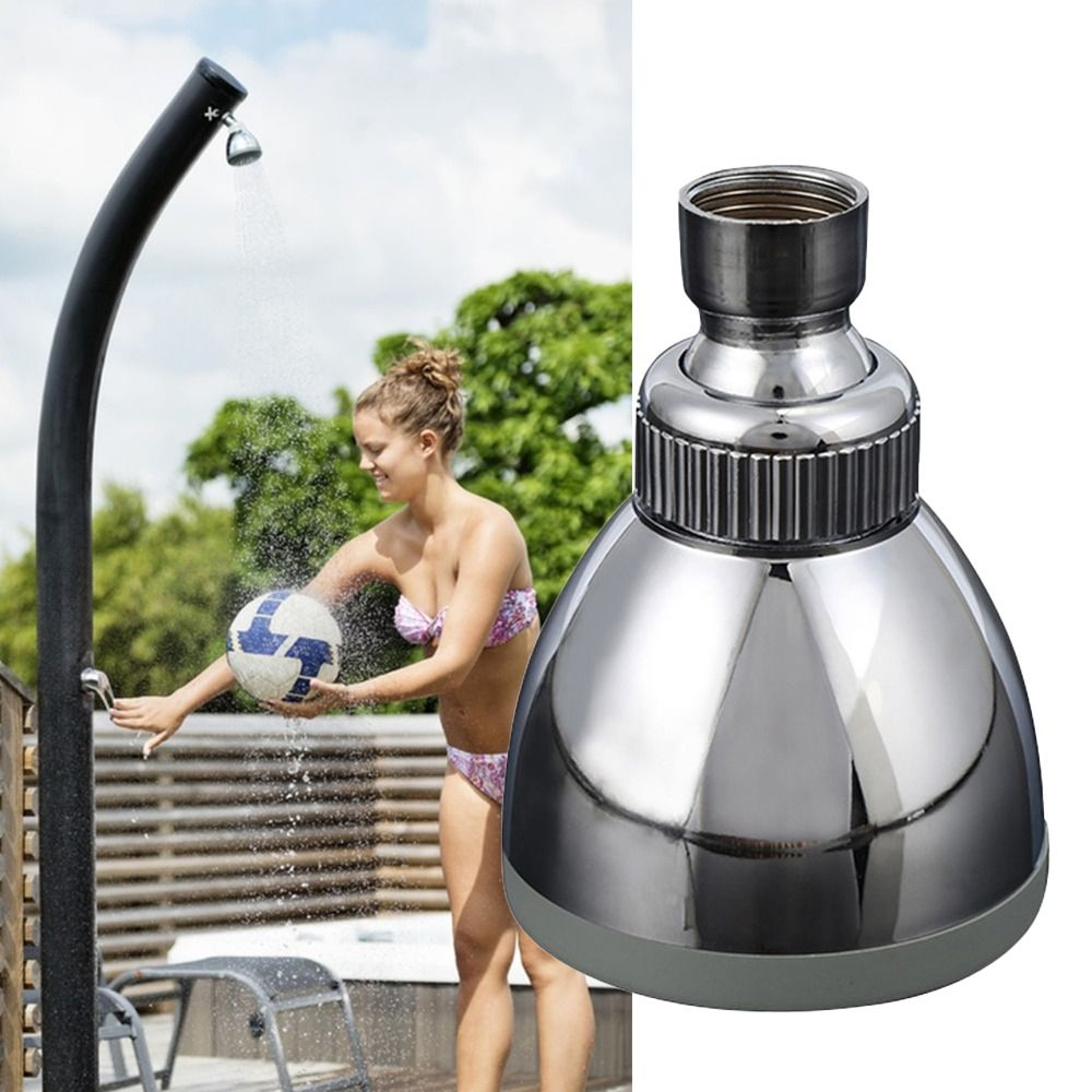 Adjustable Water Saving Rainfall Shower Head High Pressure Replacement – view 1