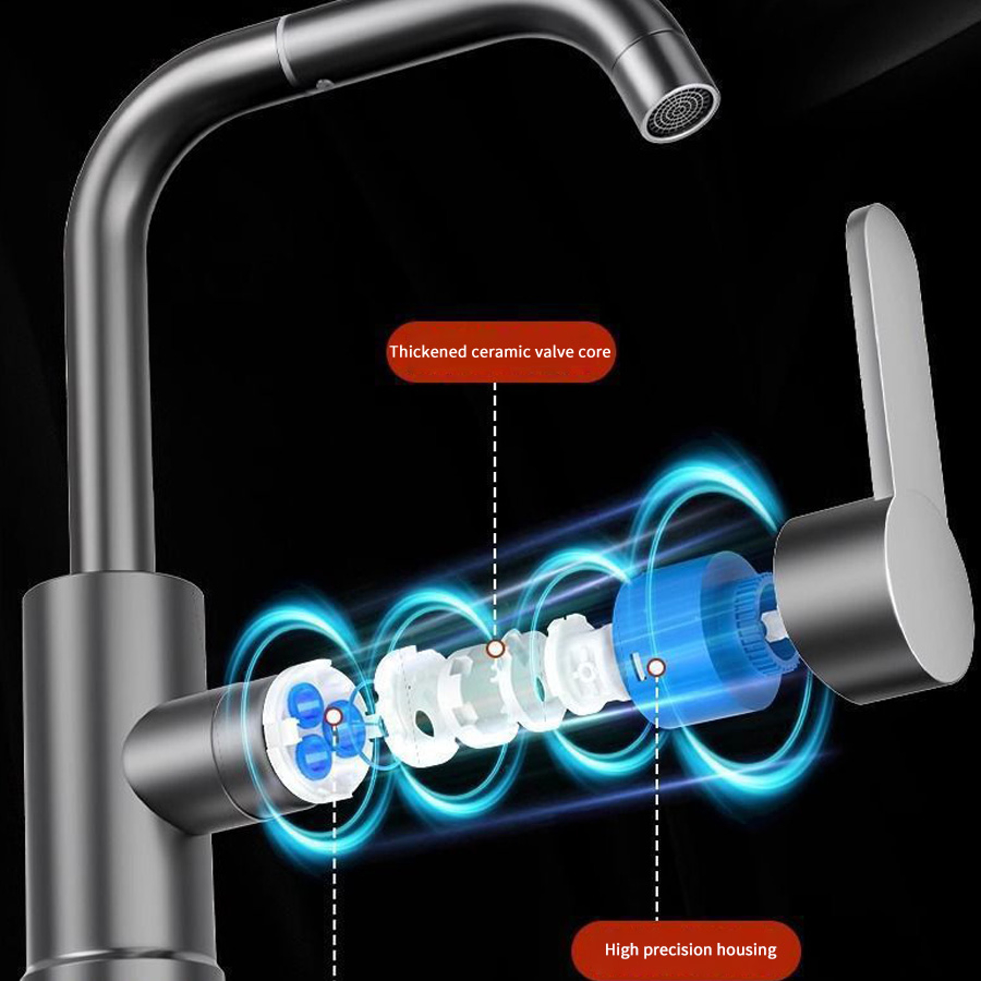 Rotating Dual Handle Kitchen & Bathroom Sink Mixer Tap – view 5