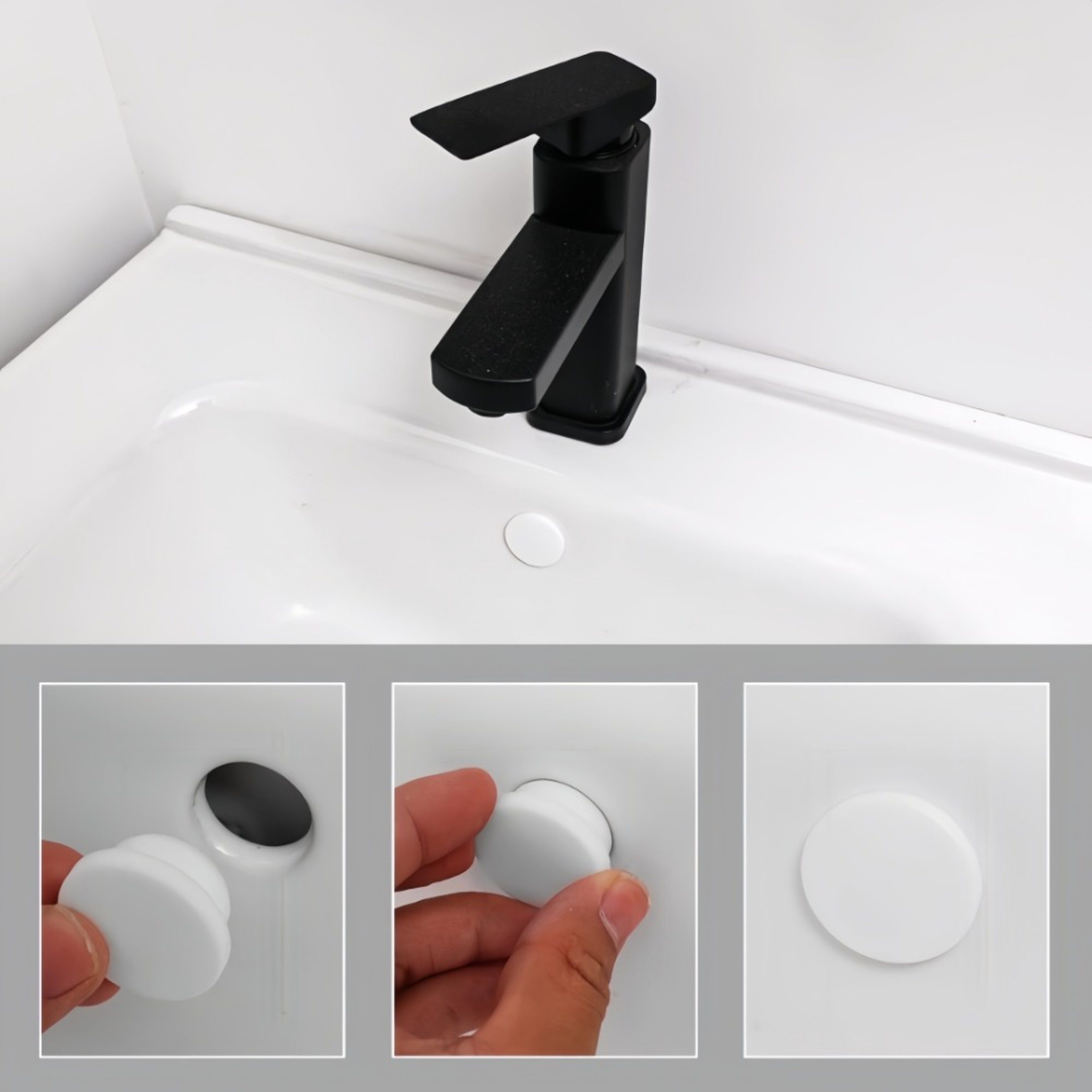 Silicone Sink Overflow Plug Leak Proof Bathroom Kitchen Drain Stopper Set – view 2