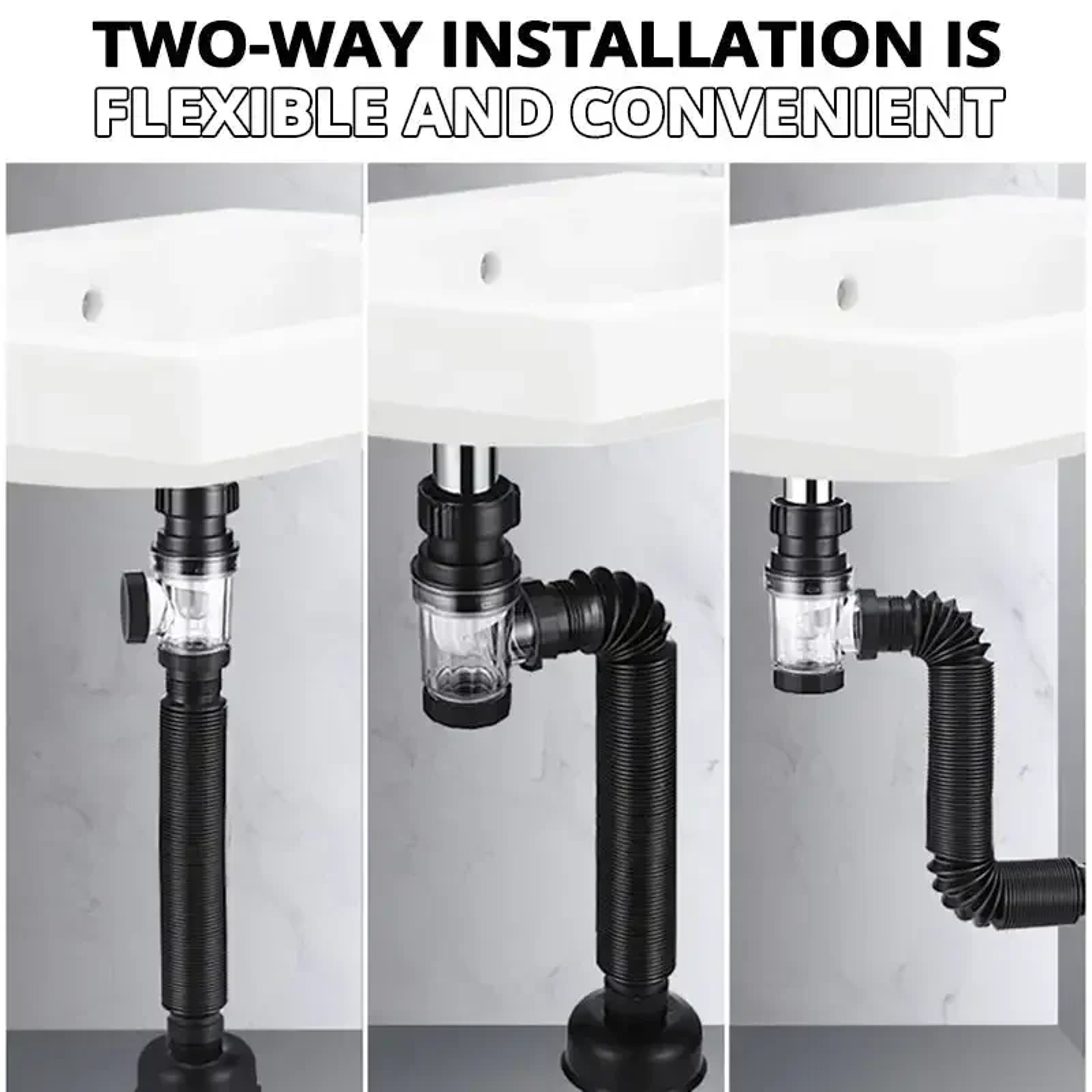 Flexible Deodorant Sink Drain Hose Kit for Kitchen and Bathroom Plumbing – view 3