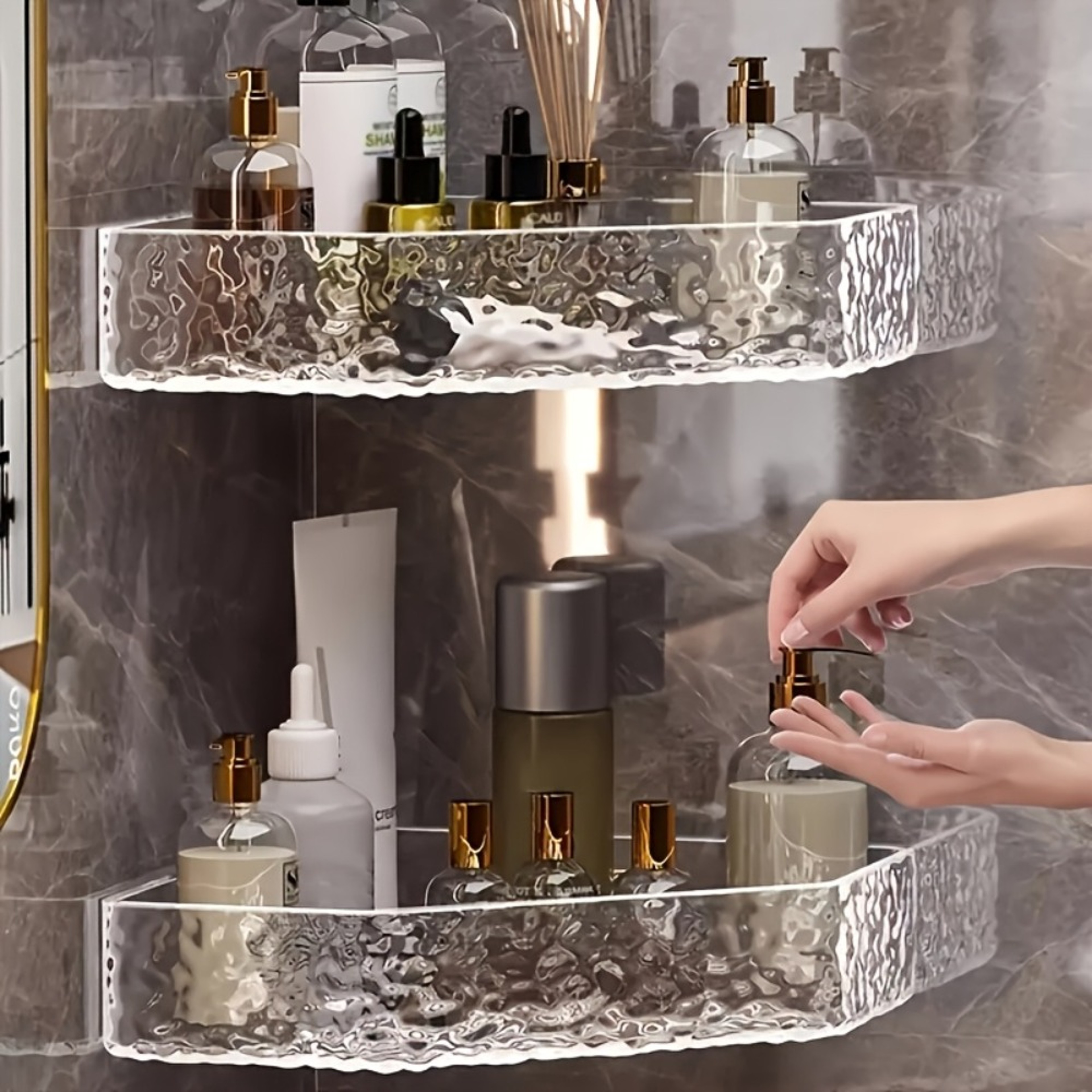Clear Corner Shower Shelf Wall Mount Bathroom Organizer Caddy – view 3