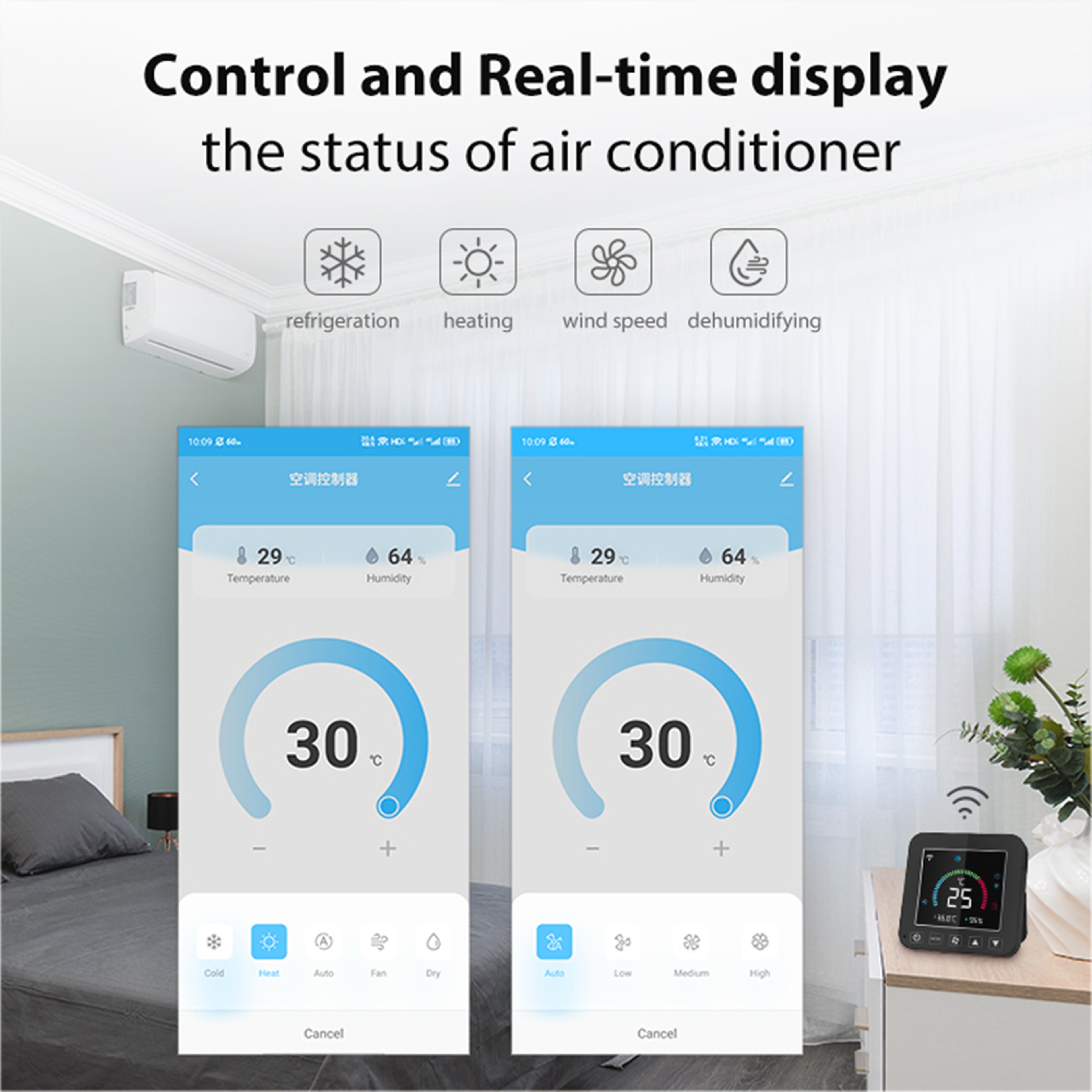 Smart WiFi Thermostat IR Remote Controller For AC With Temperature Humidity Monitor  Voice Control 4