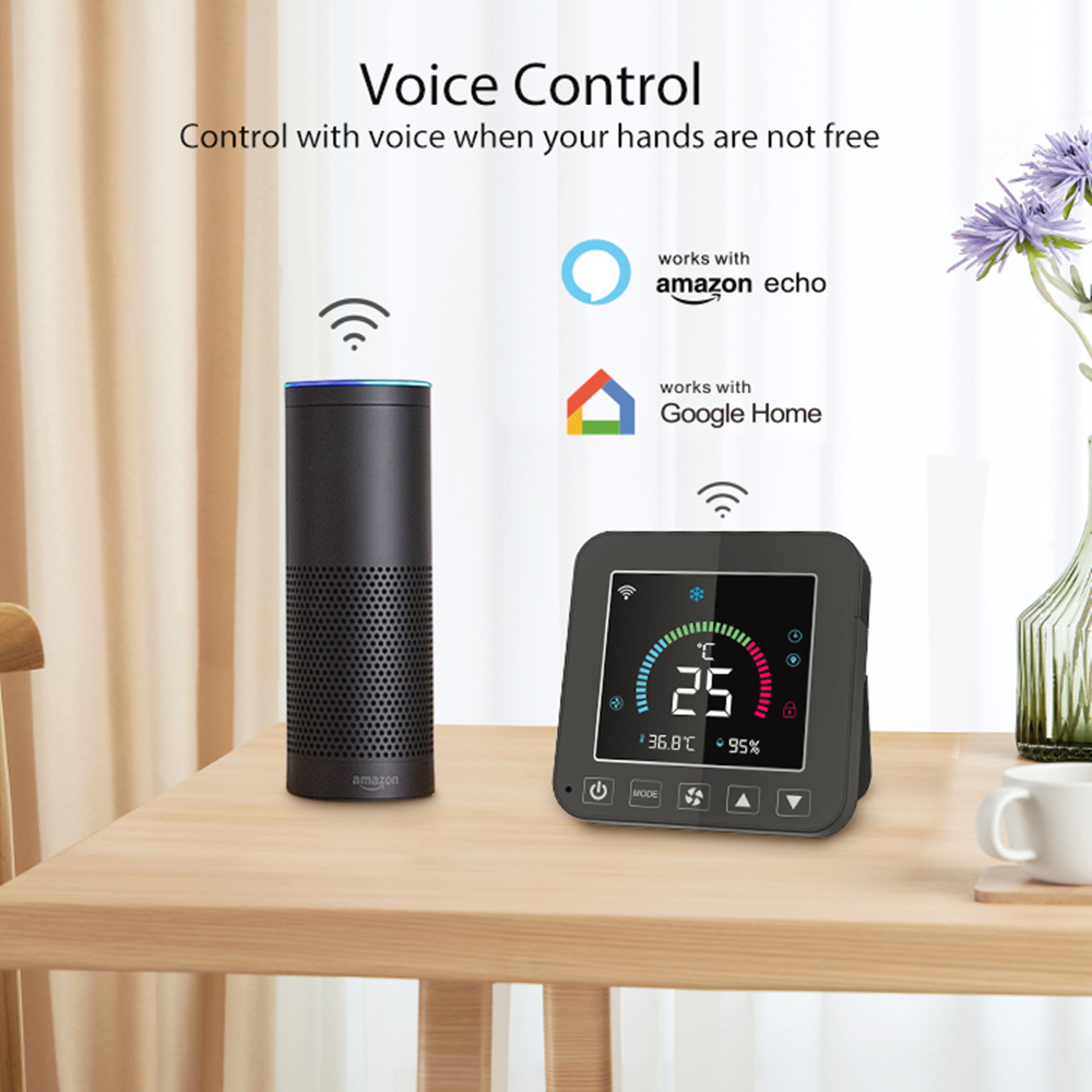Smart WiFi Thermostat IR Remote Controller For AC With Temperature Humidity Monitor  Voice Control 5
