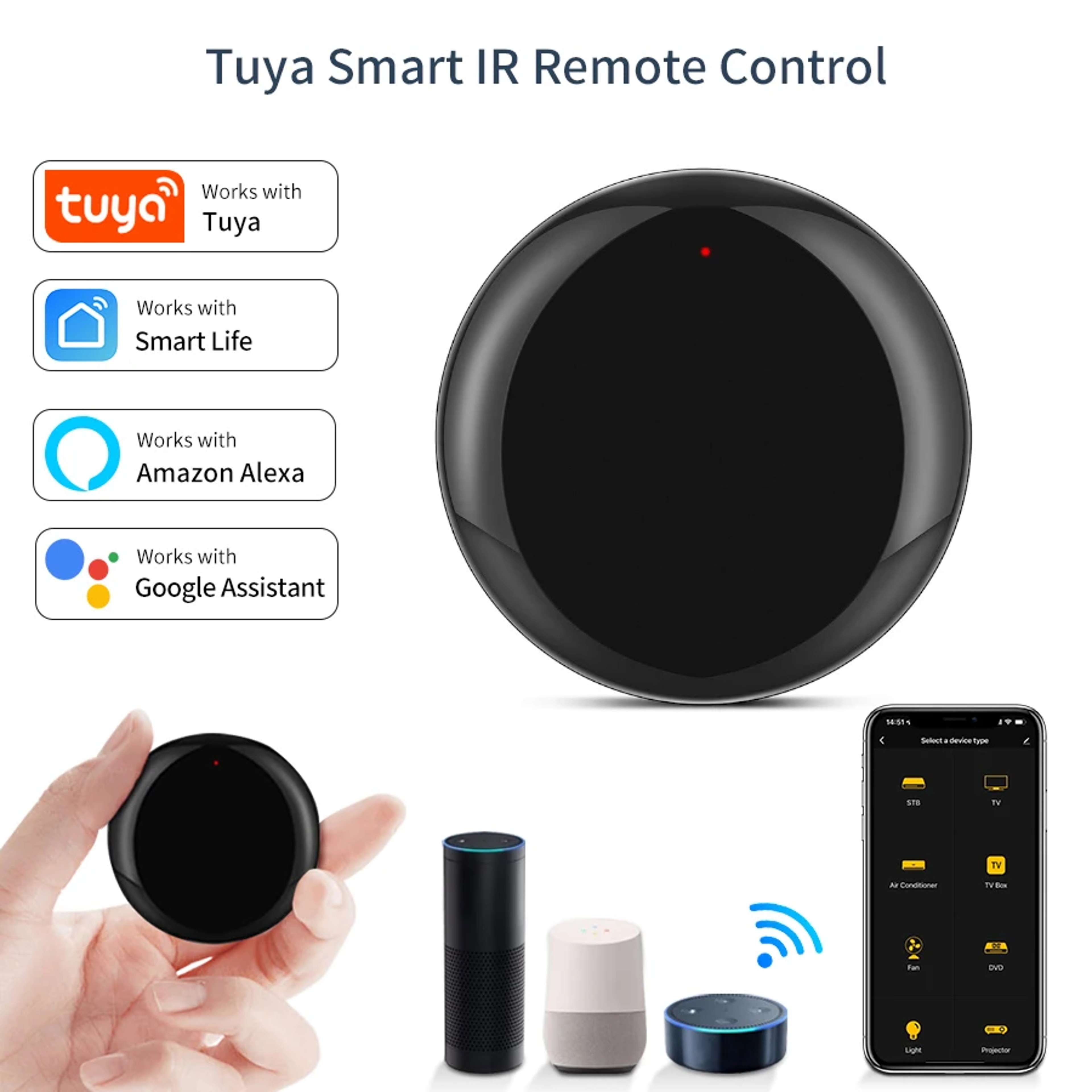 Smart WiFi IR Remote Hub Universal Controller for AC TV Works with Alexa Google Home – view 1