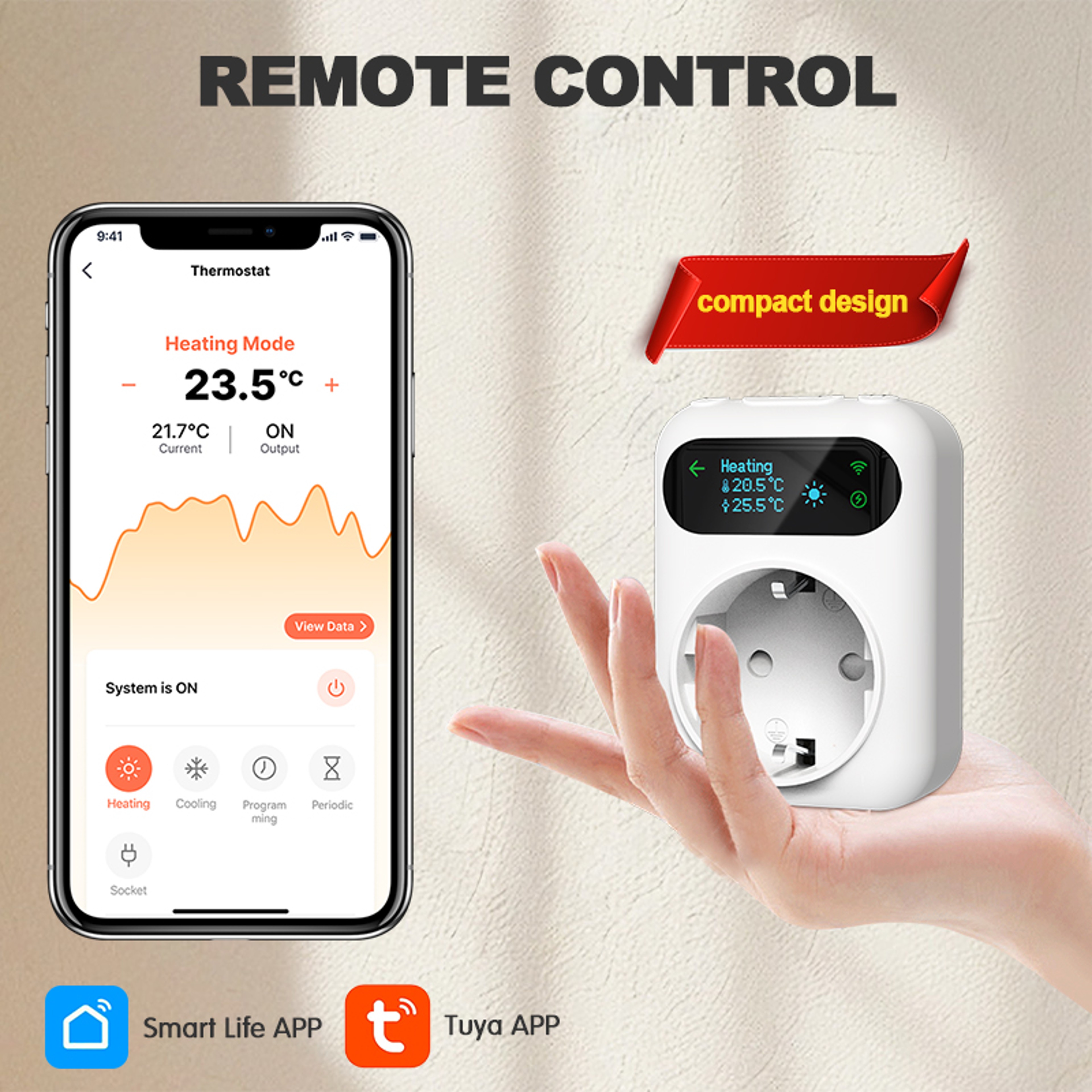 Smart WiFi Thermostat Plug with Tuya Temperature Controller for Heating & Cooling Automation – view 5