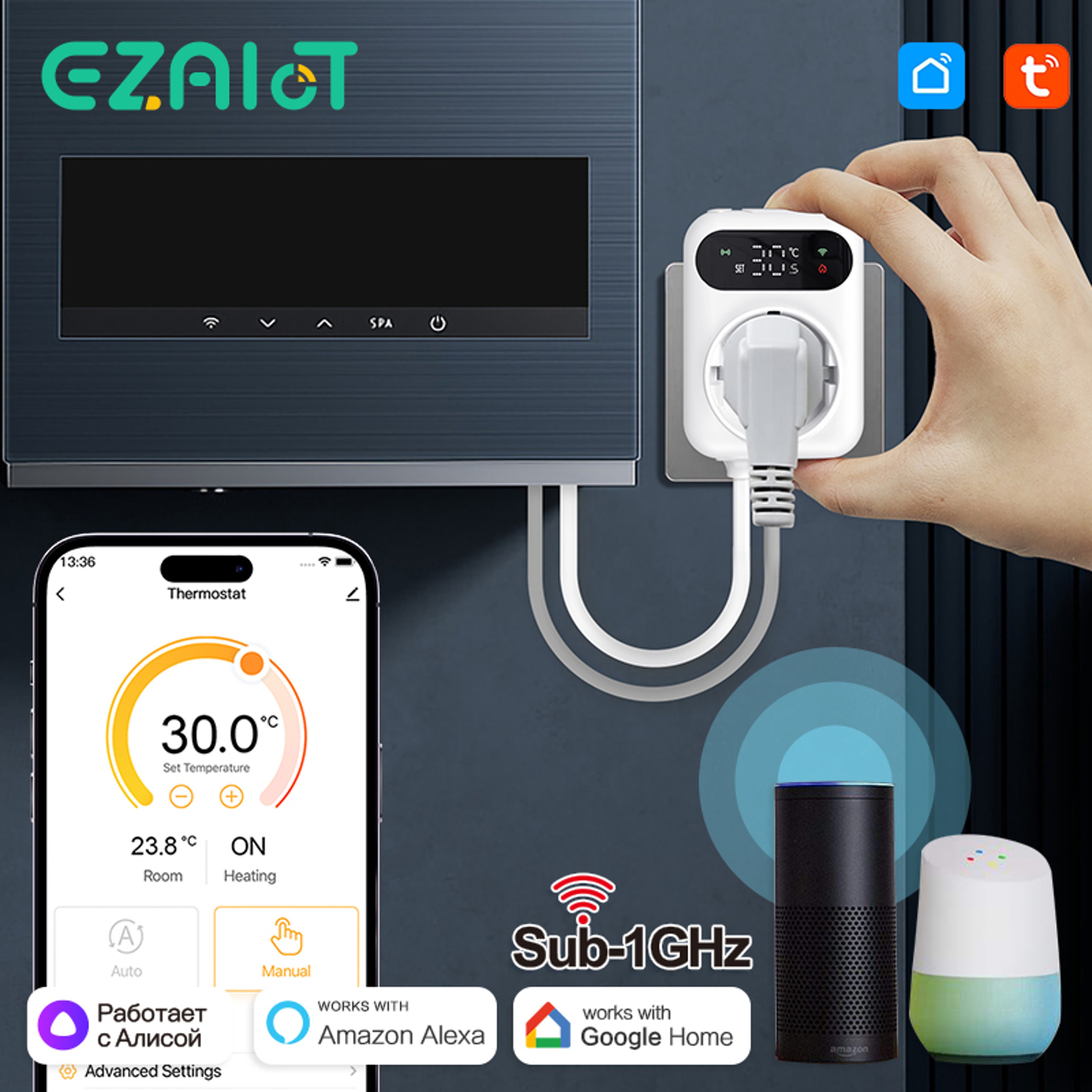 Tuya Smart WiFi Heating Thermostat with Alexa Control for Underfloor & Boiler Systems – view 1