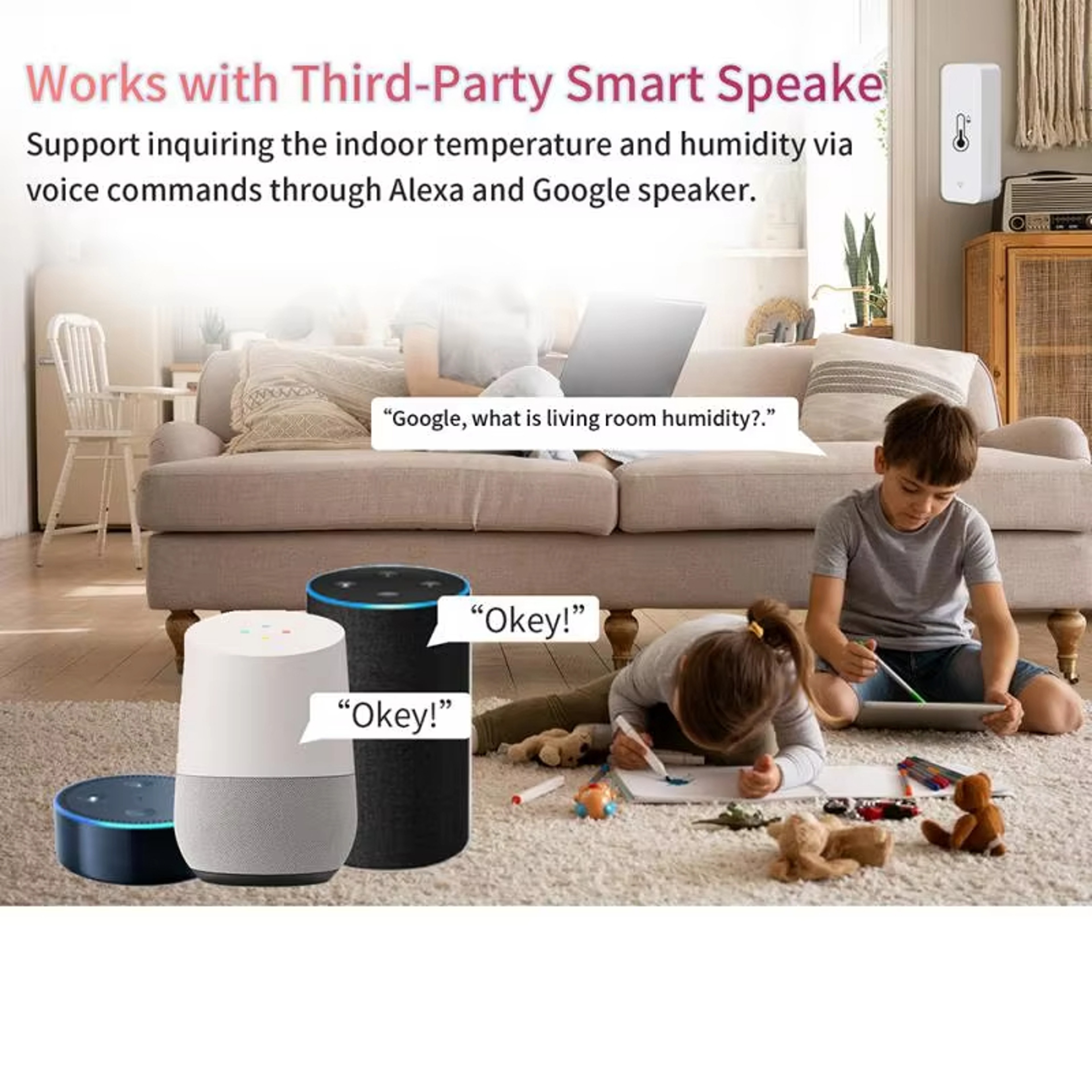 Smart Zigbee Temperature Humidity Sensor with App Alerts for Home Monitoring – view 3