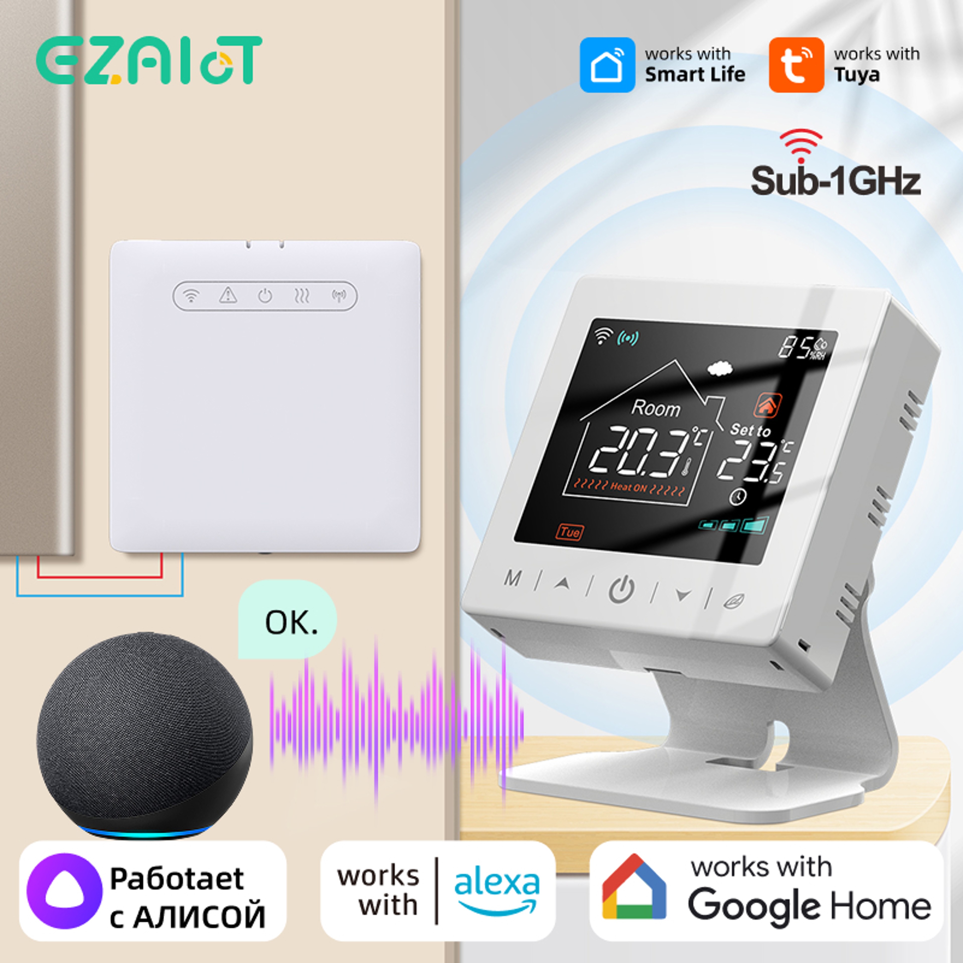 Smart WiFi Boiler Thermostat with RF Receiver & Programmable Heating Control – view 1