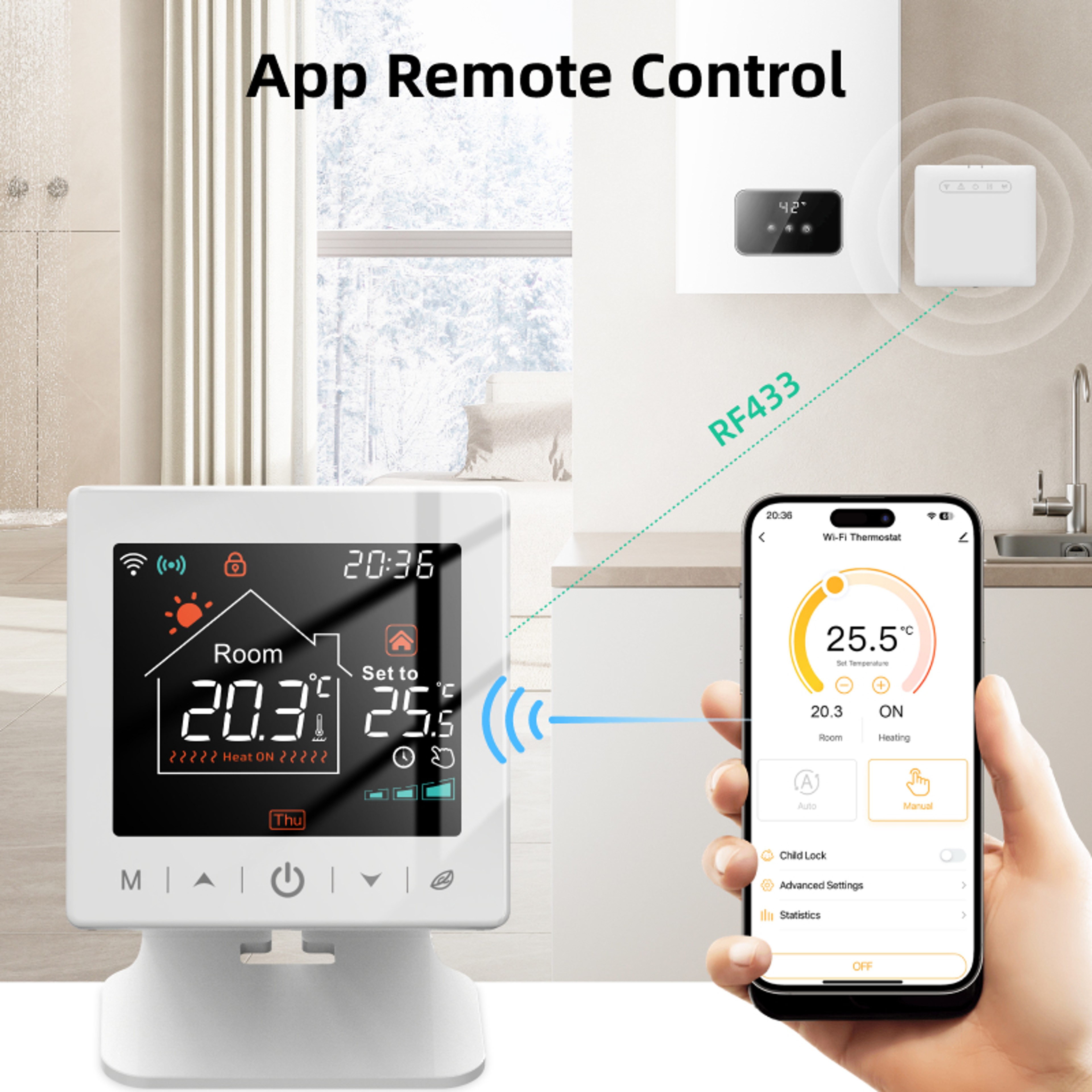 Smart WiFi Boiler Thermostat with RF Receiver & Programmable Heating Control – view 3