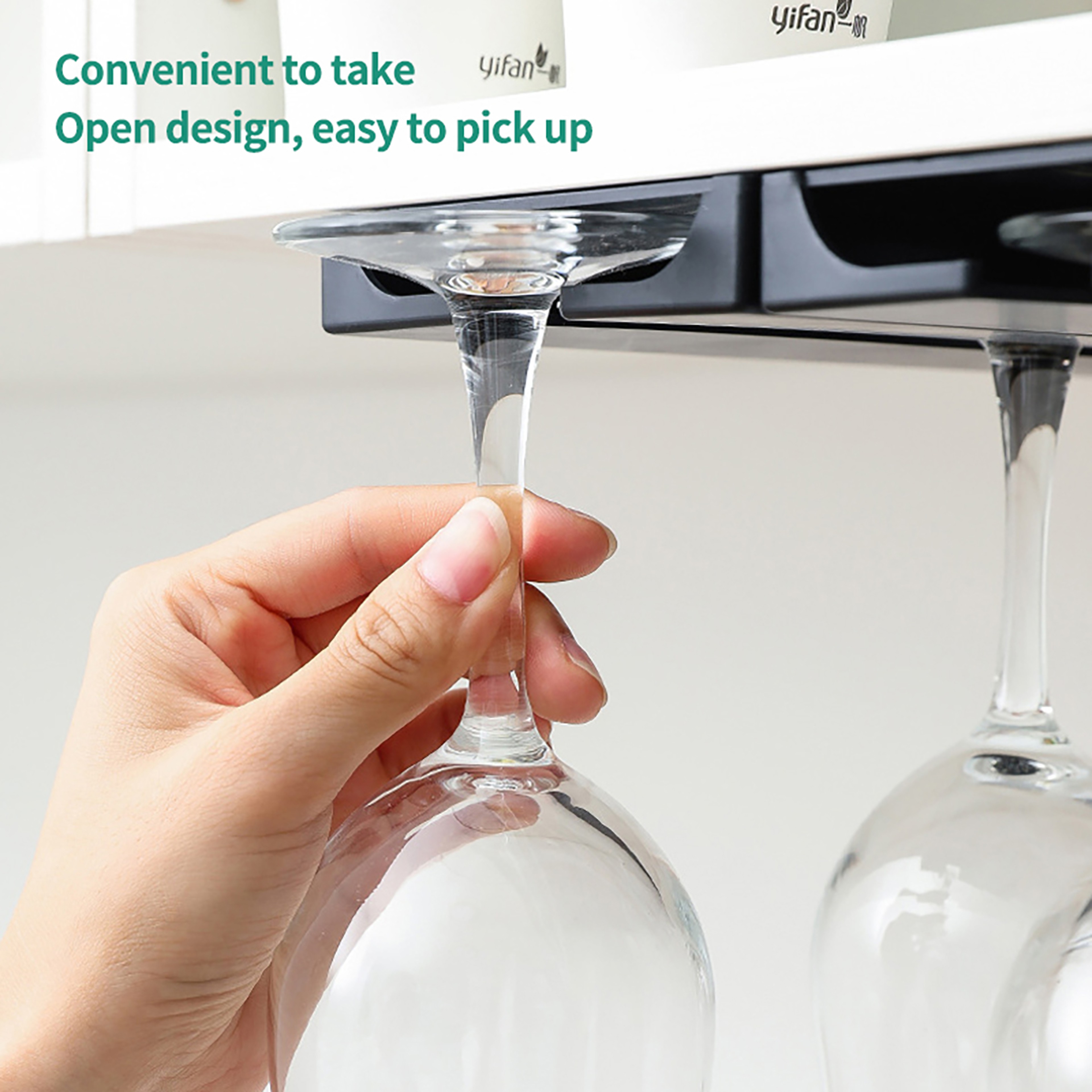 Under Cabinet Wine Glass Holder Rack Space Saving Stemware Organizer – view 5