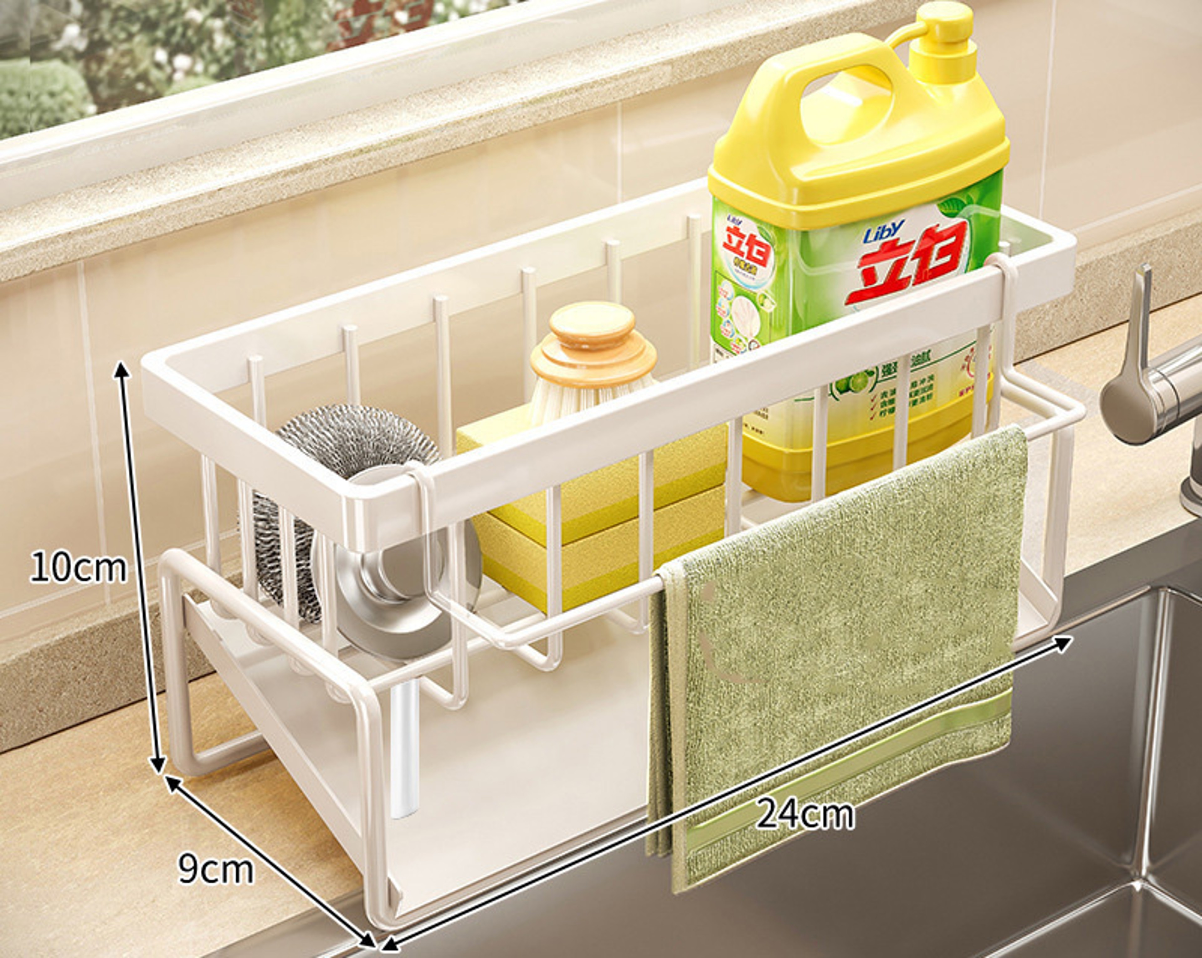 Compact Tap Mounted Sink Organizer Rack with Drainage Shelf for Kitchen Storage – view 8