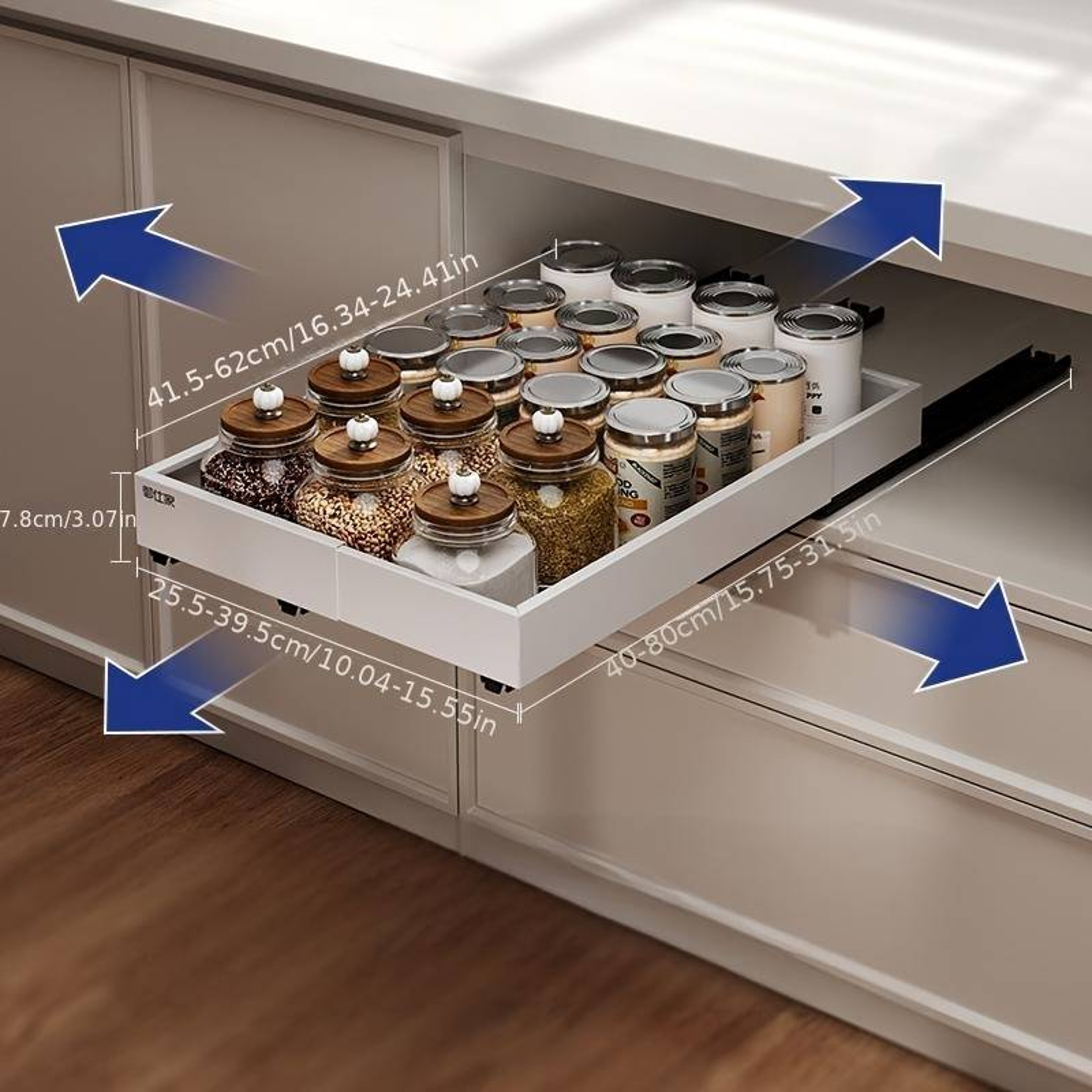 Expandable Pull Out Cabinet Organizer Drawer for Under Sink Storage and Kitchen Shelving – view 4