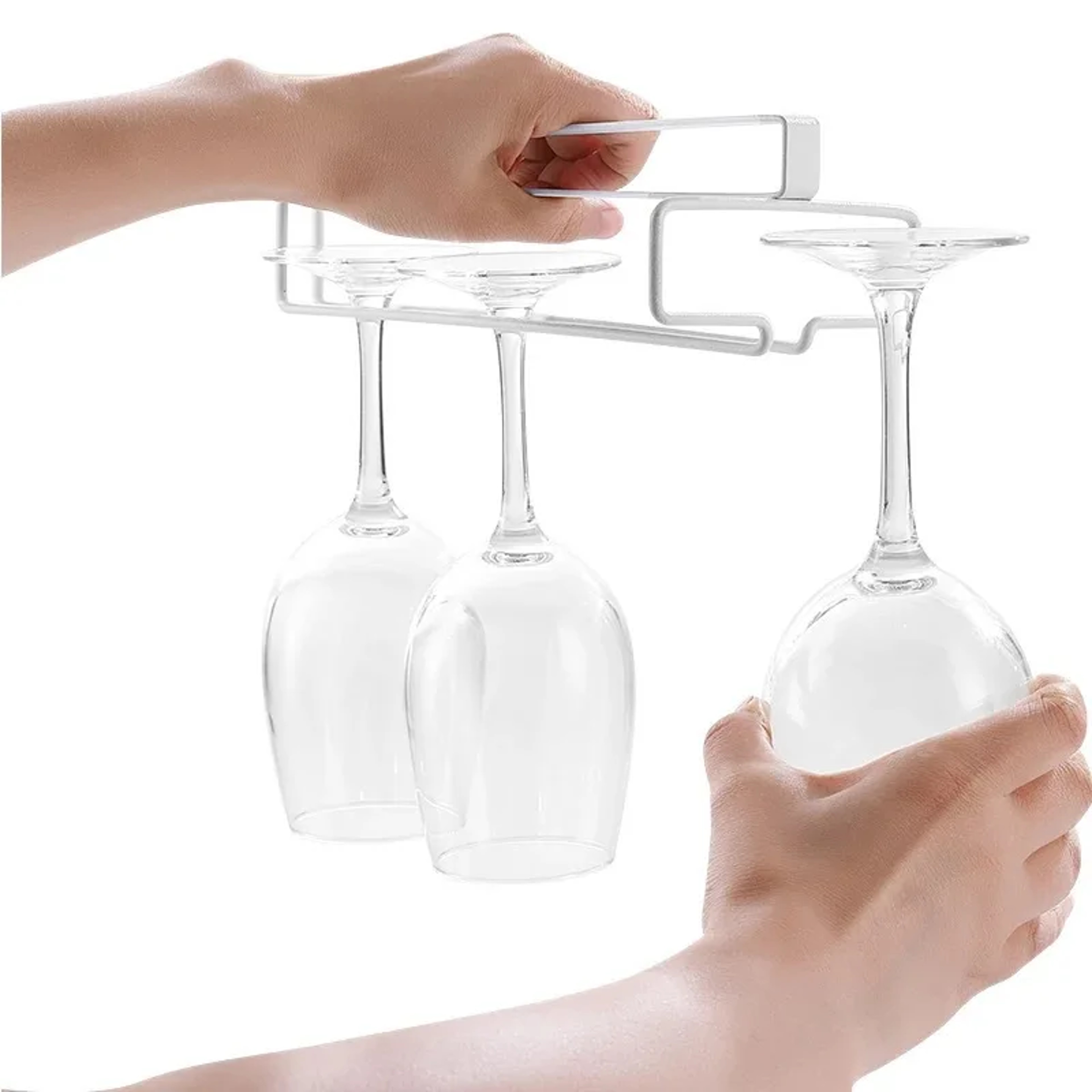 Under Cabinet Wine Glass Holder No Drill Stemware Rack Kitchen Organizer 3