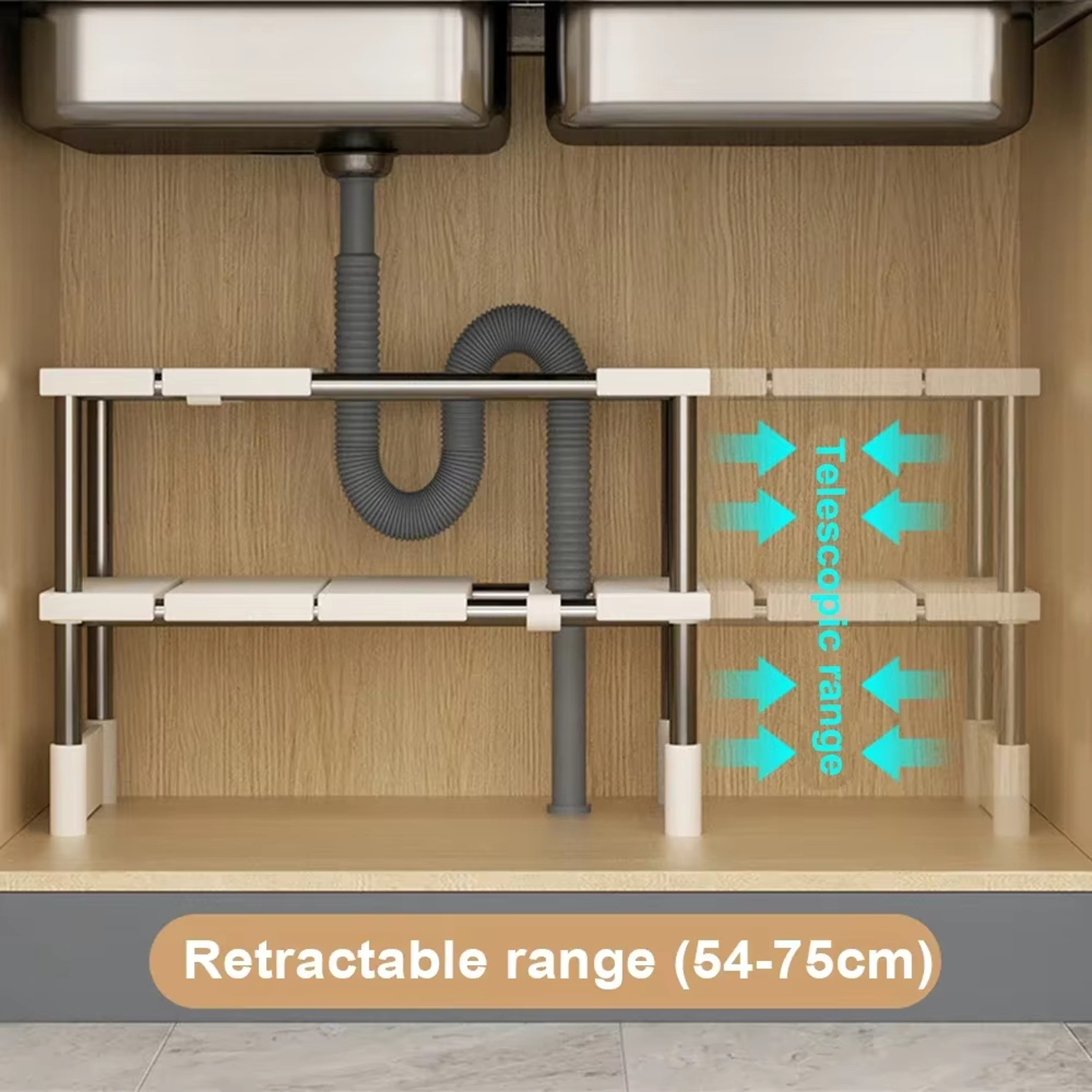 Adjustable Closet Organizer Shelf Stackable Expandable Storage Rack For Kitchen Sink  Wardrobe 1