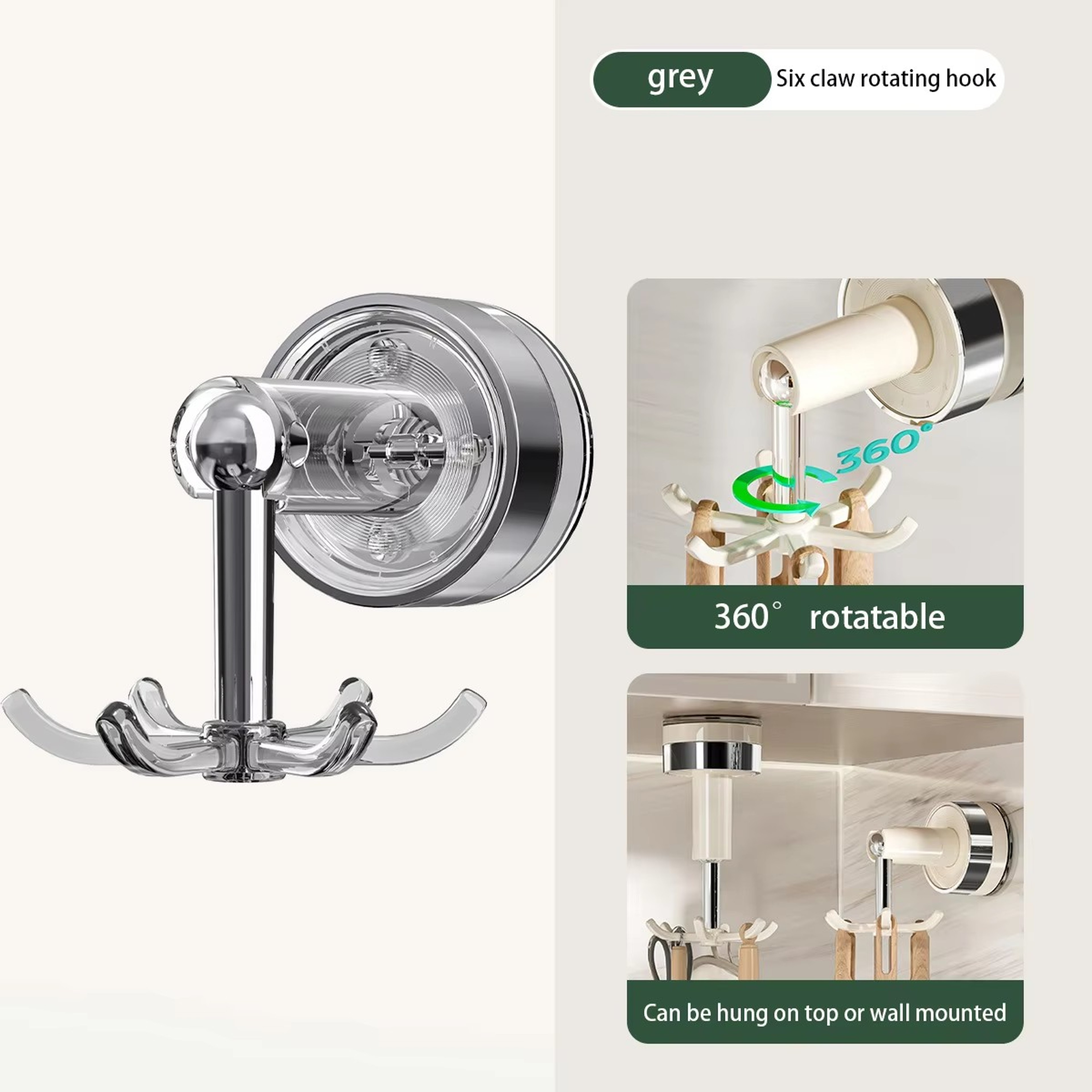 Rotating Suction Cup Hook Rack For Kitchen Wall Storage Organizer 6