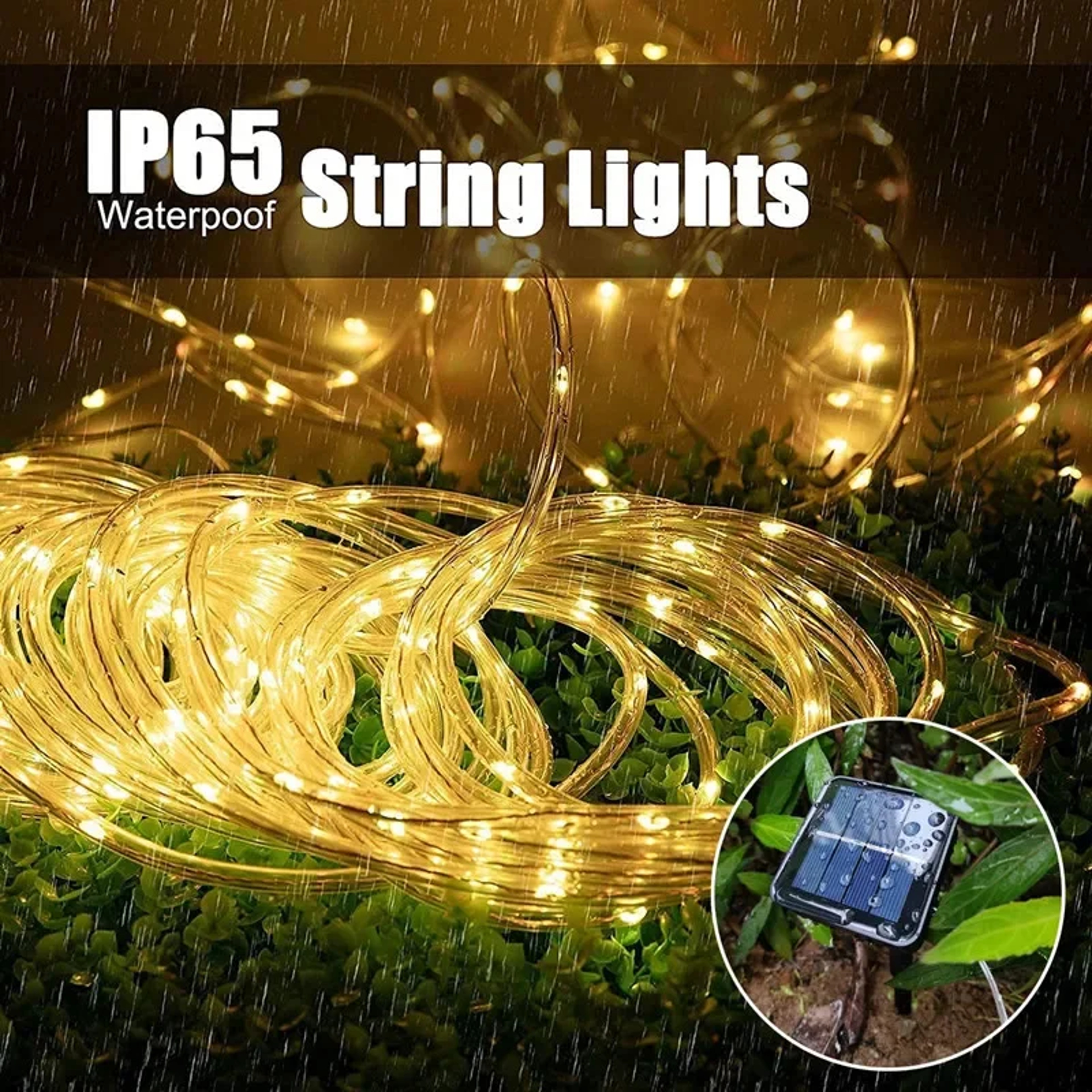 Solar LED Rope Fairy Lights Outdoor Waterproof Garden String Lights – view 2