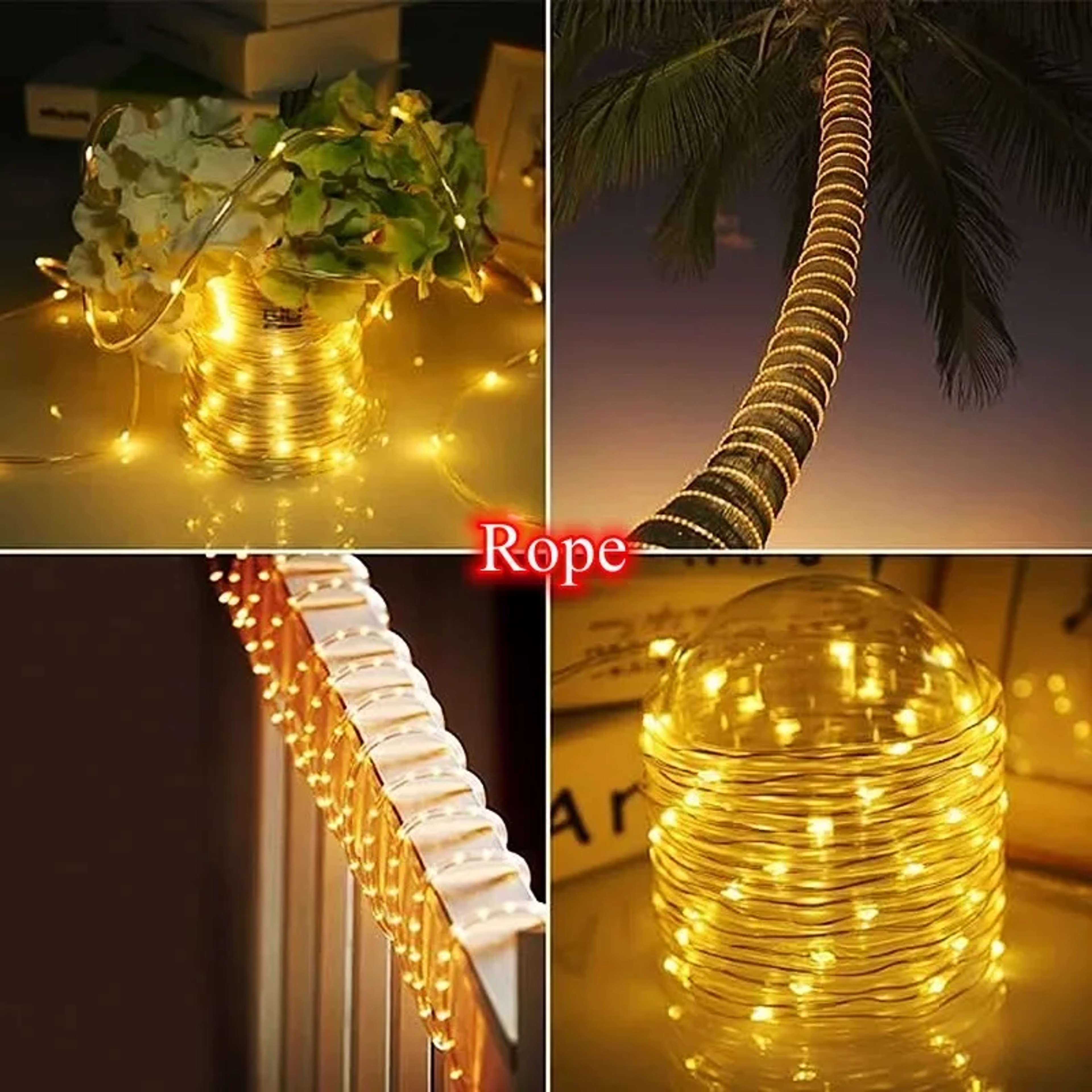 Solar LED Rope Fairy Lights Outdoor Waterproof Garden String Lights – view 4