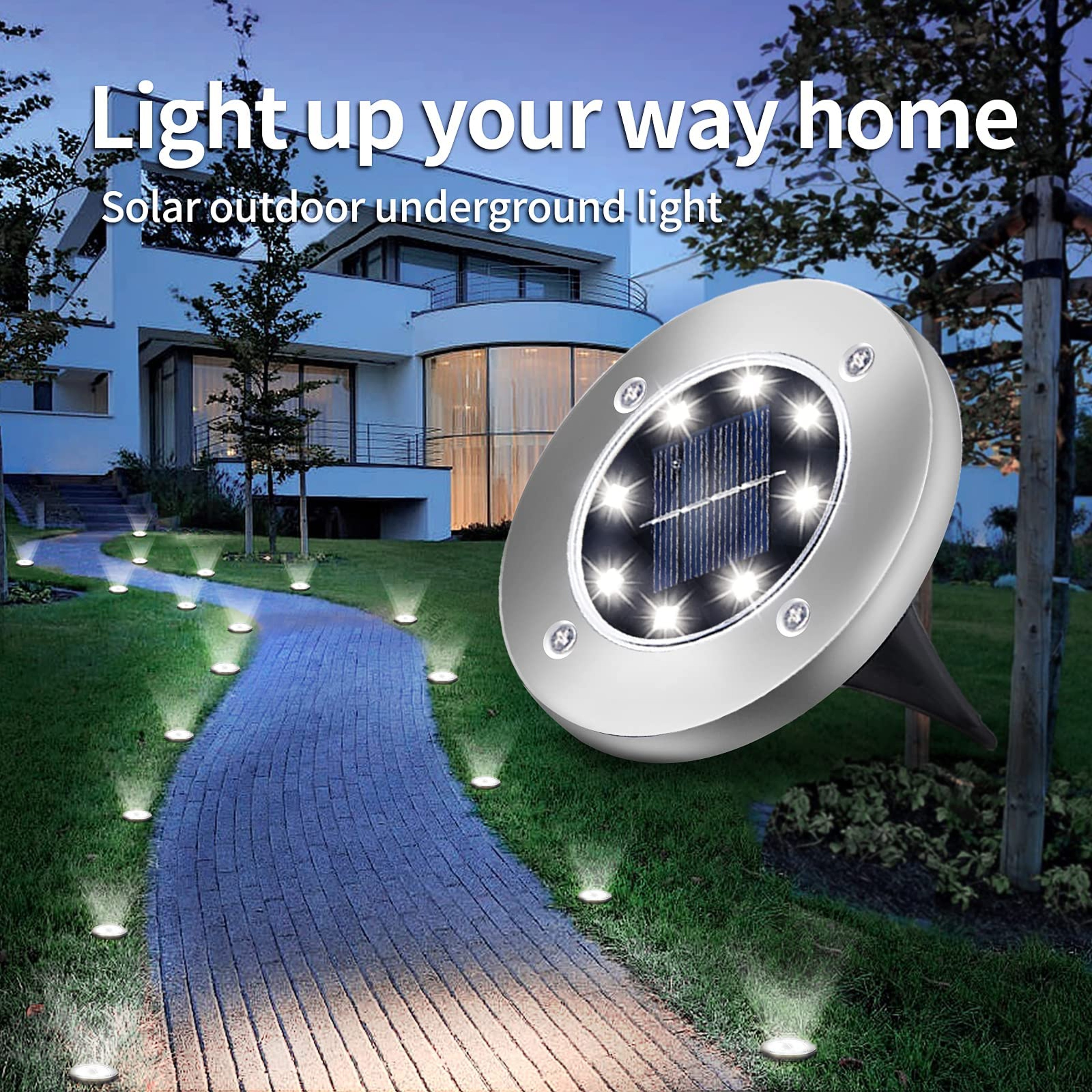 Solar Garden Disk Lights Waterproof InGround LED Pathway Lighting 2