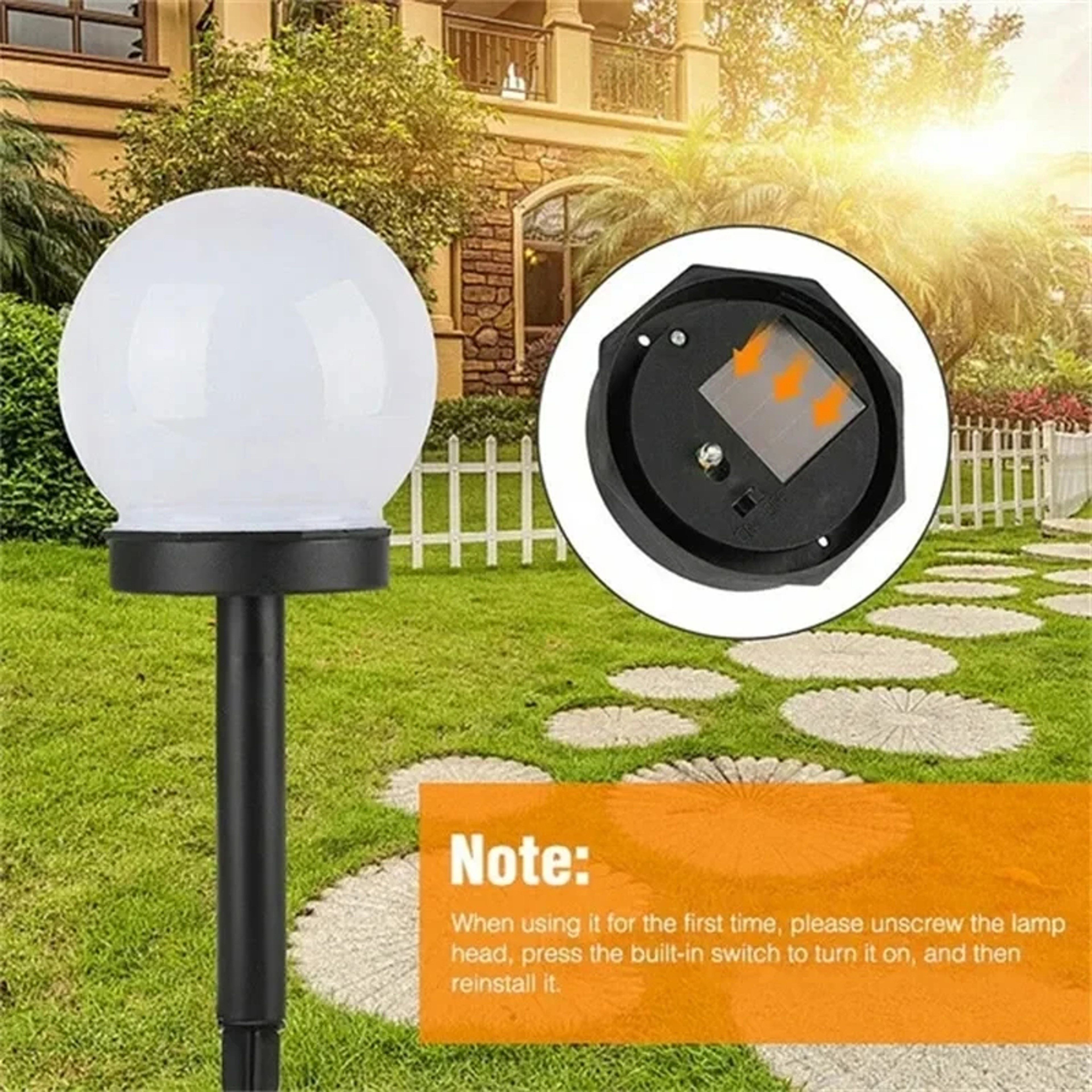 Solar LED Garden Globe Lights Waterproof Outdoor Pathway  Yard Lighting Set 4